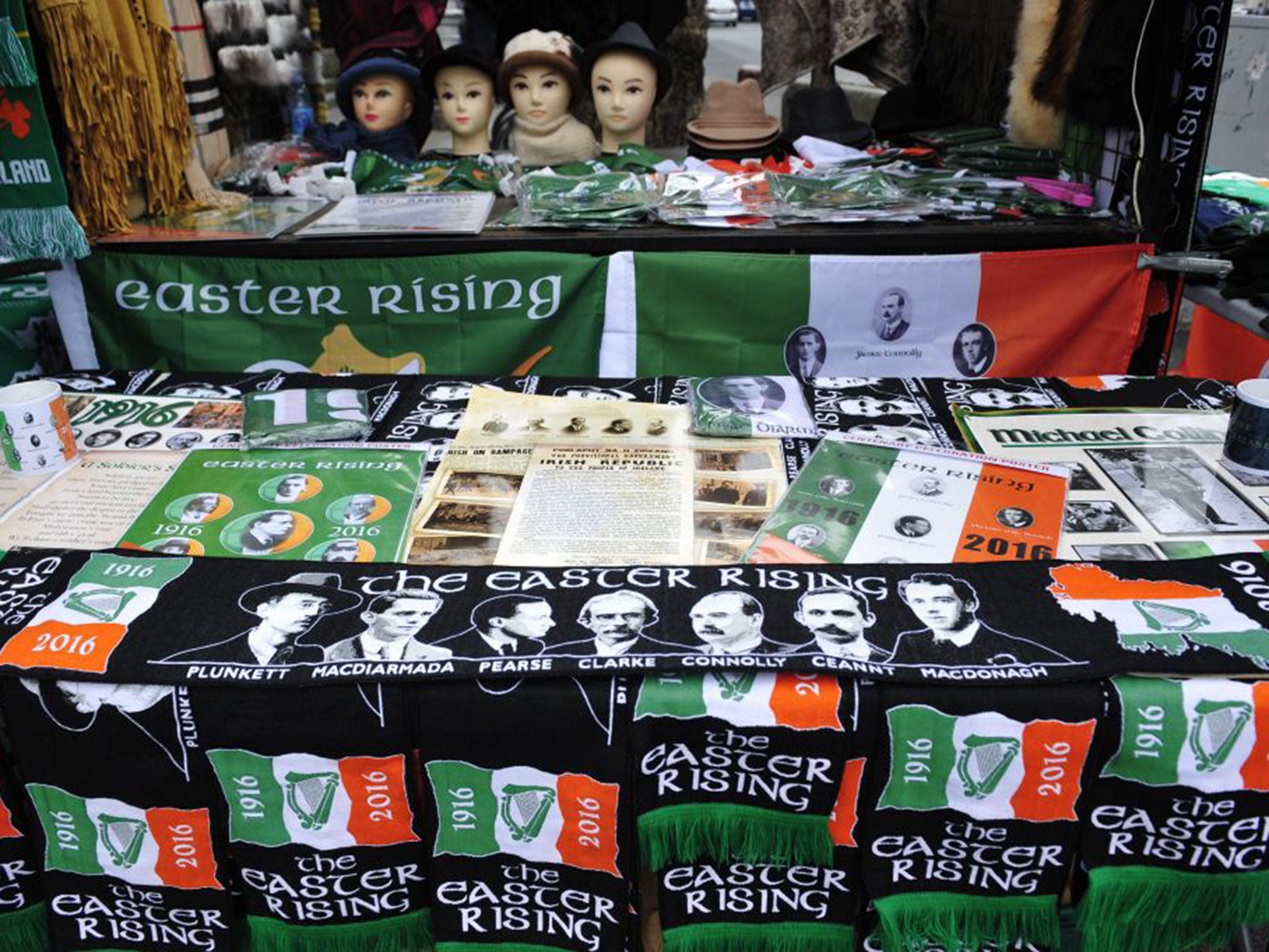 Souvenir memorabilia for sale in Dublin ahead of the 100th anniversary of the 1916 Easter Rising