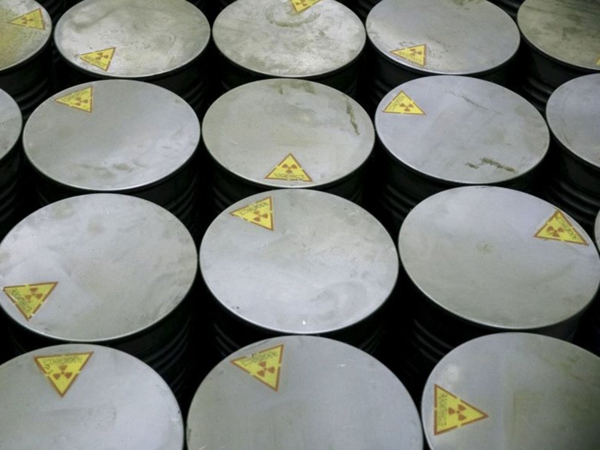 Containers are seen at a plant for processing liquid radioactive waste at the Chernobyl nuclear power plant