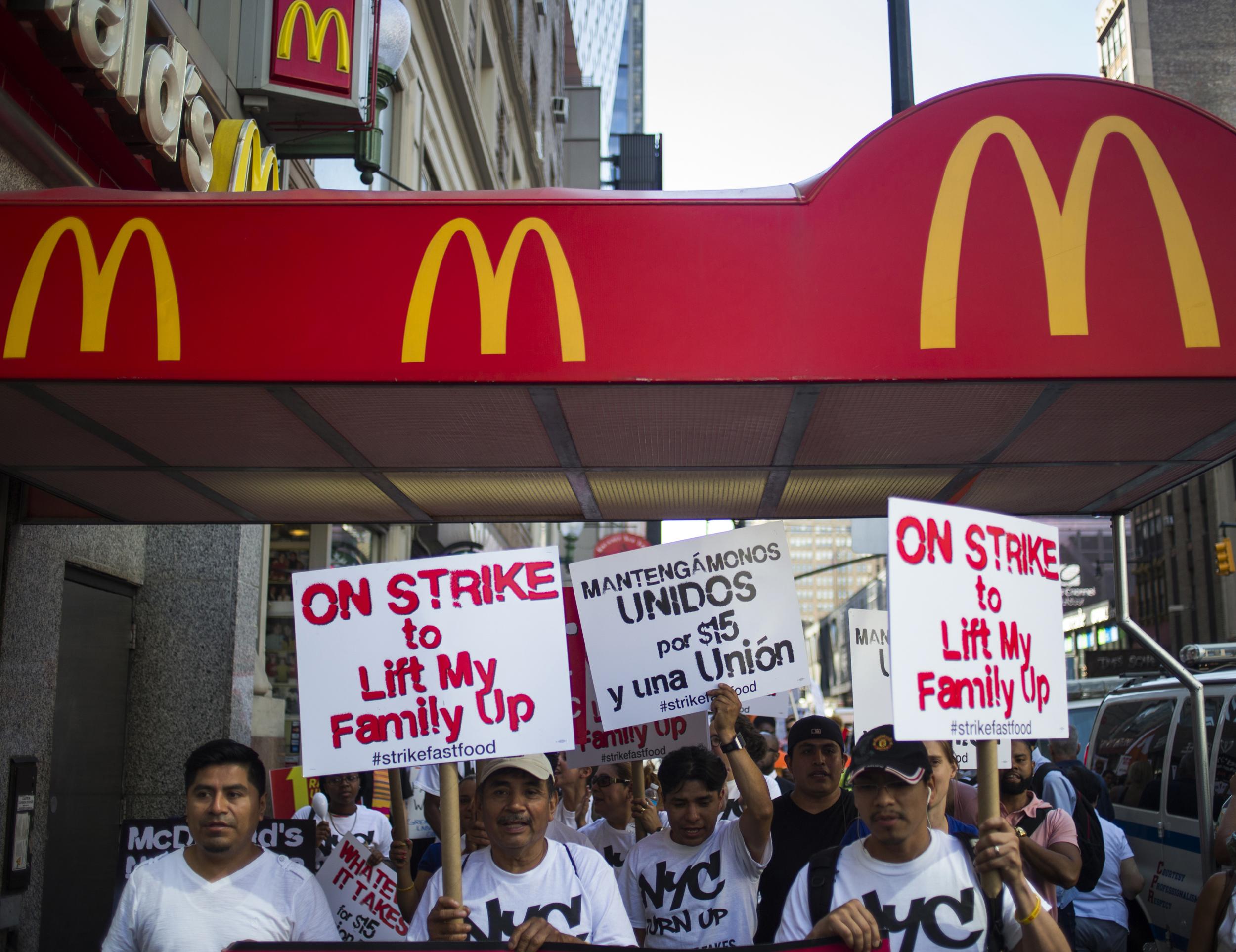 'Fight for $15' protesters in New York, whose strike action inspired a nationwide movement