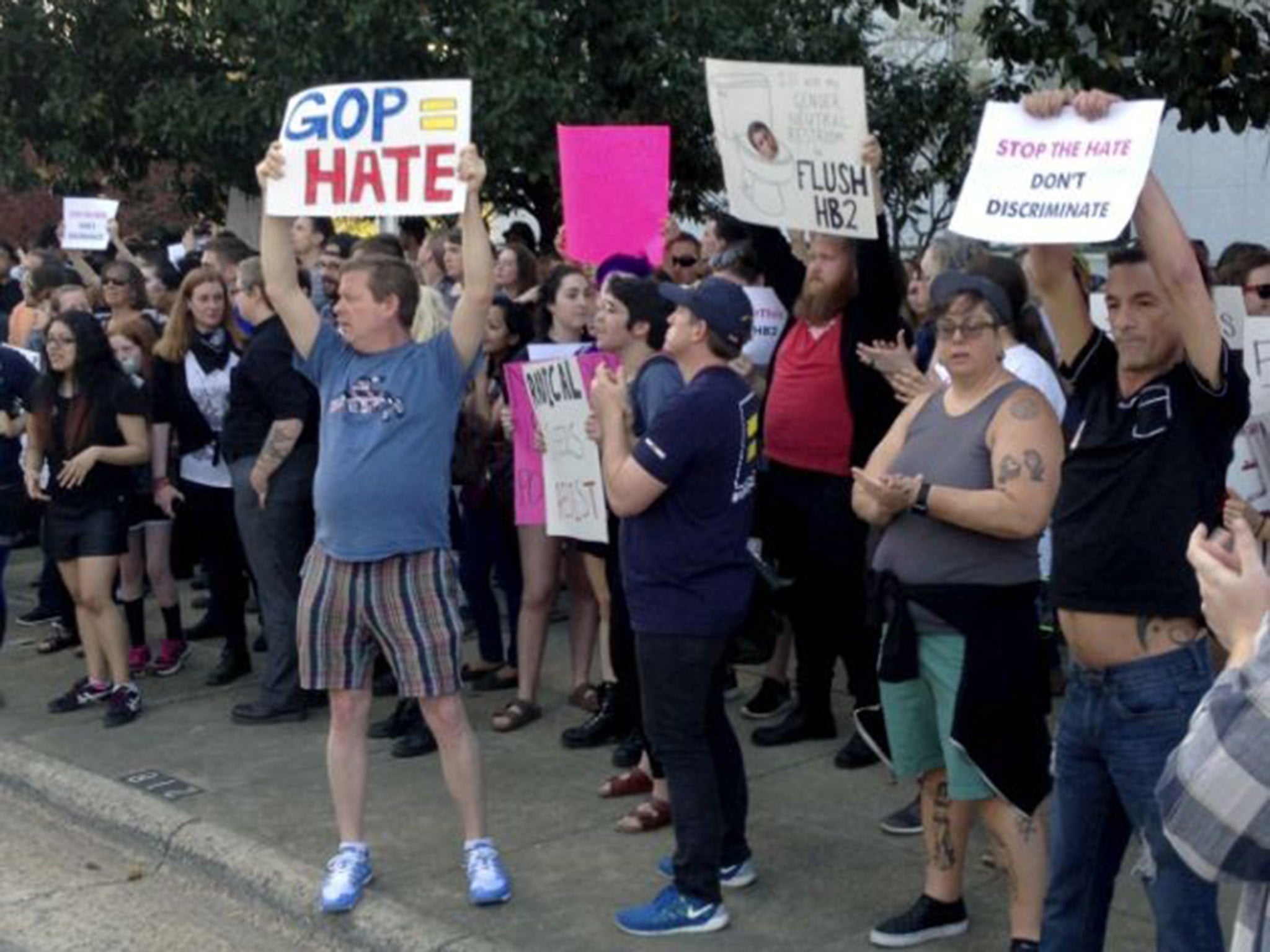 People protesting the law outside the General Assembly in Raleigh, North Carolina last week