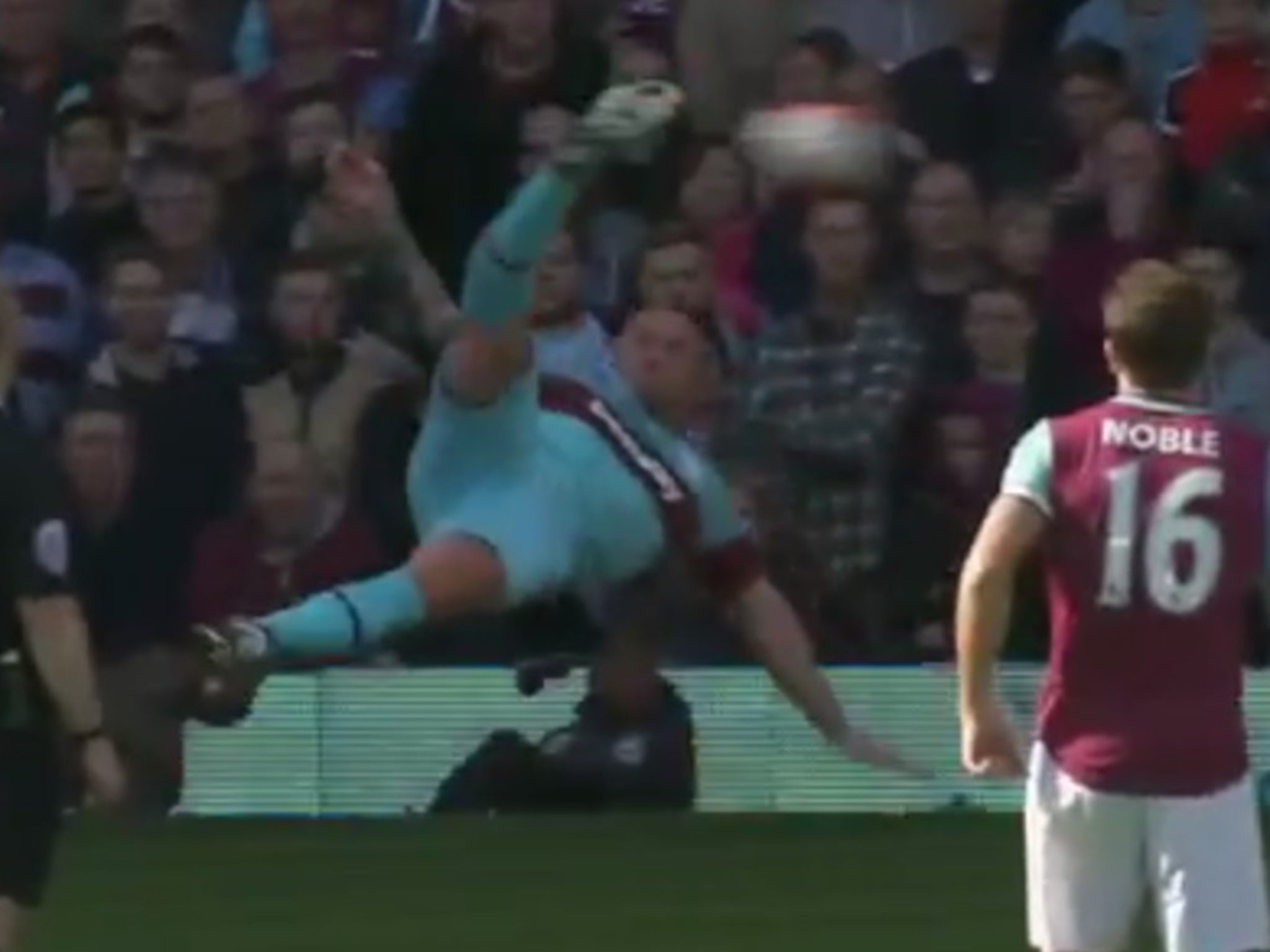 Dean Ashton's scores an acrobatic overhead kick during Mark Noble's testimonial