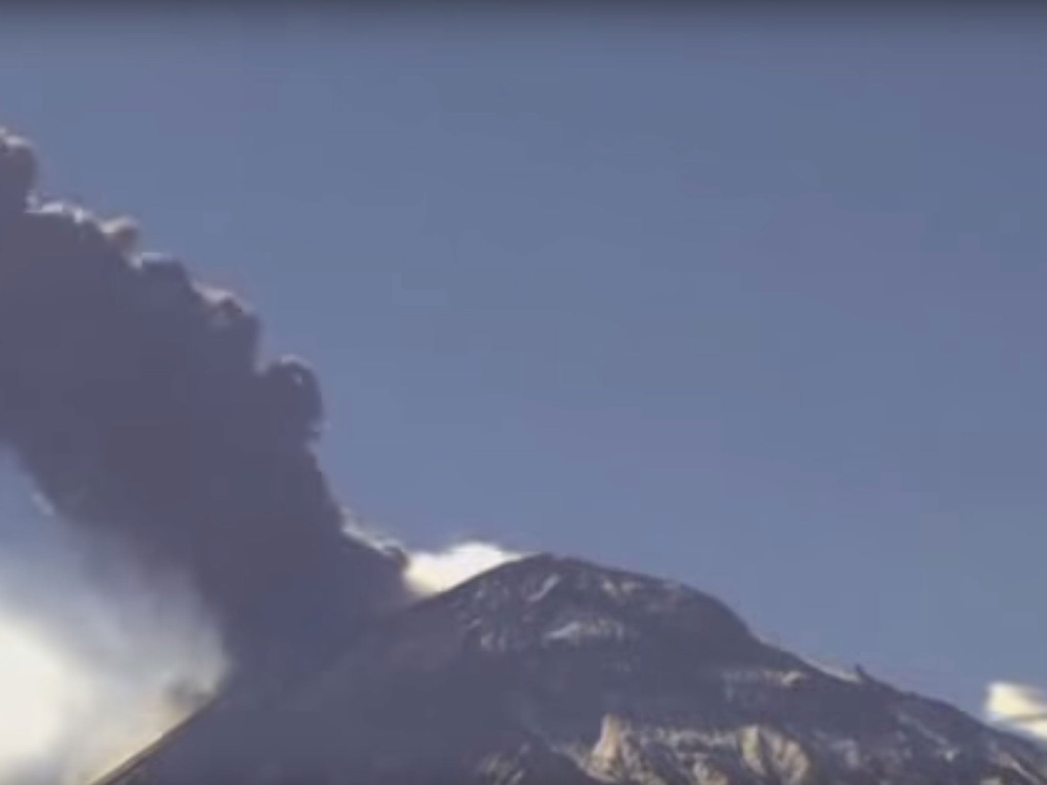 Thick ash and lava has been spewing from the peak since yesterday morning