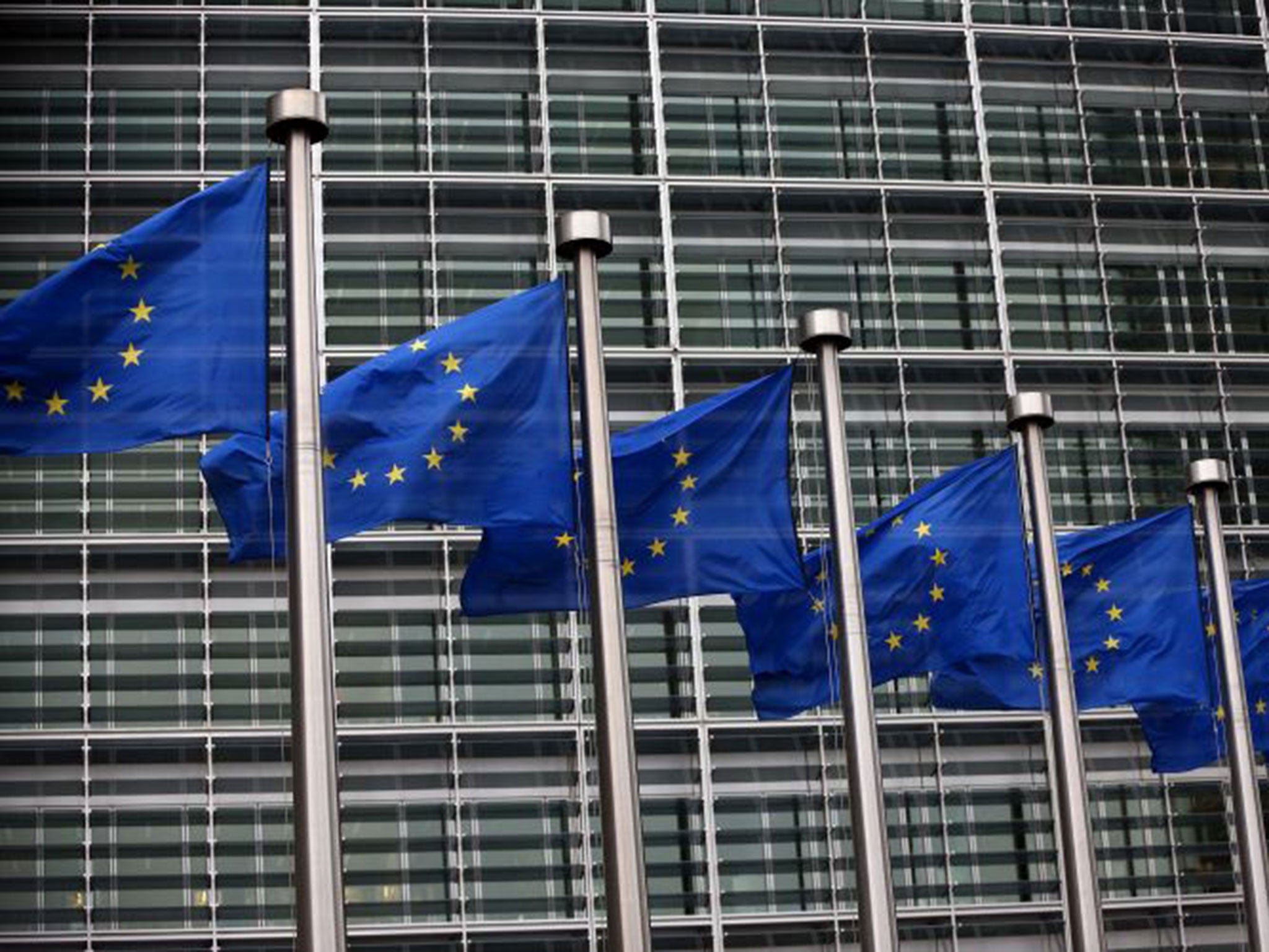 European flags fly outside the European Commission building in Brussels