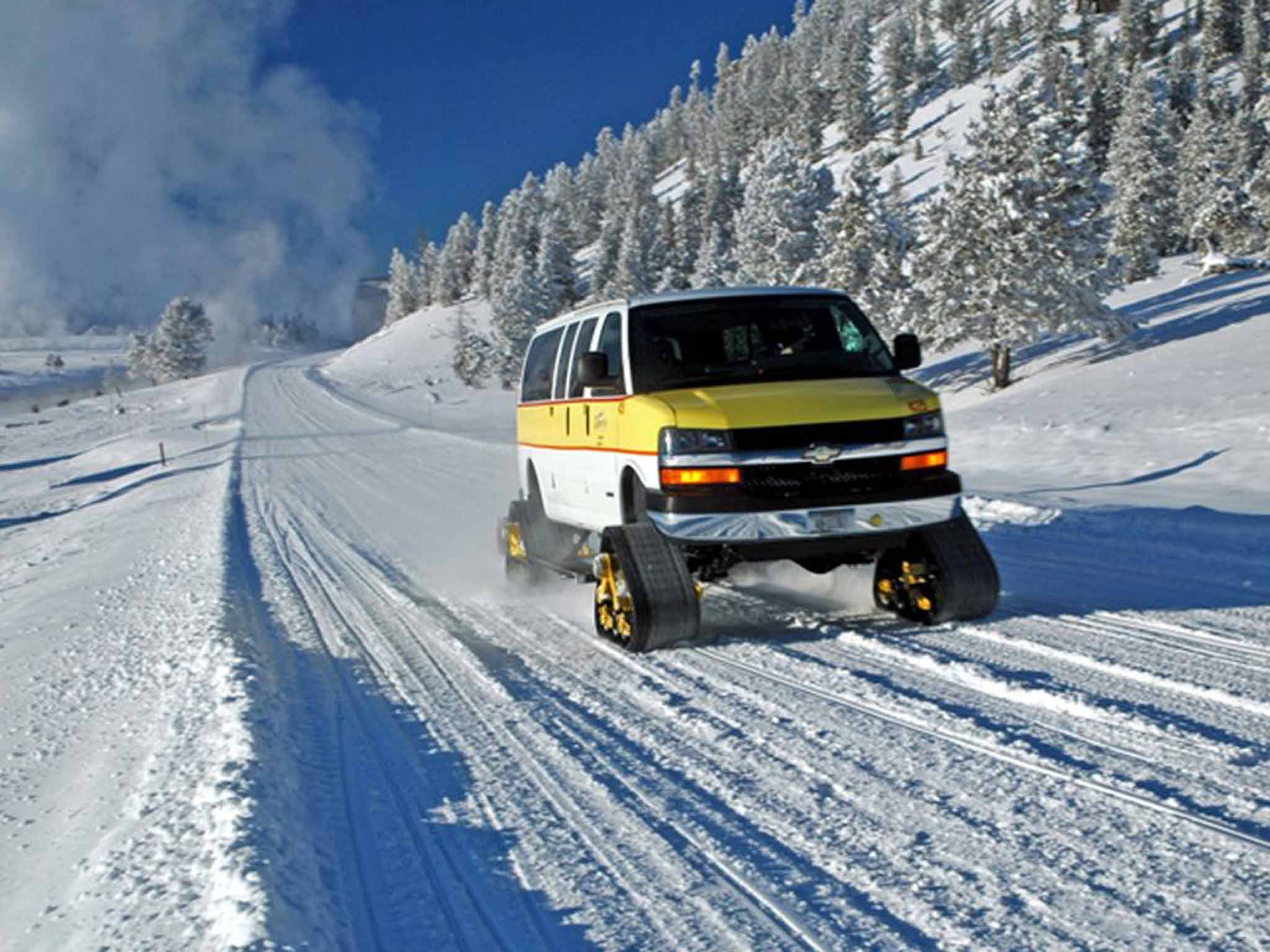 Exploring Yellowstone National Park in winter