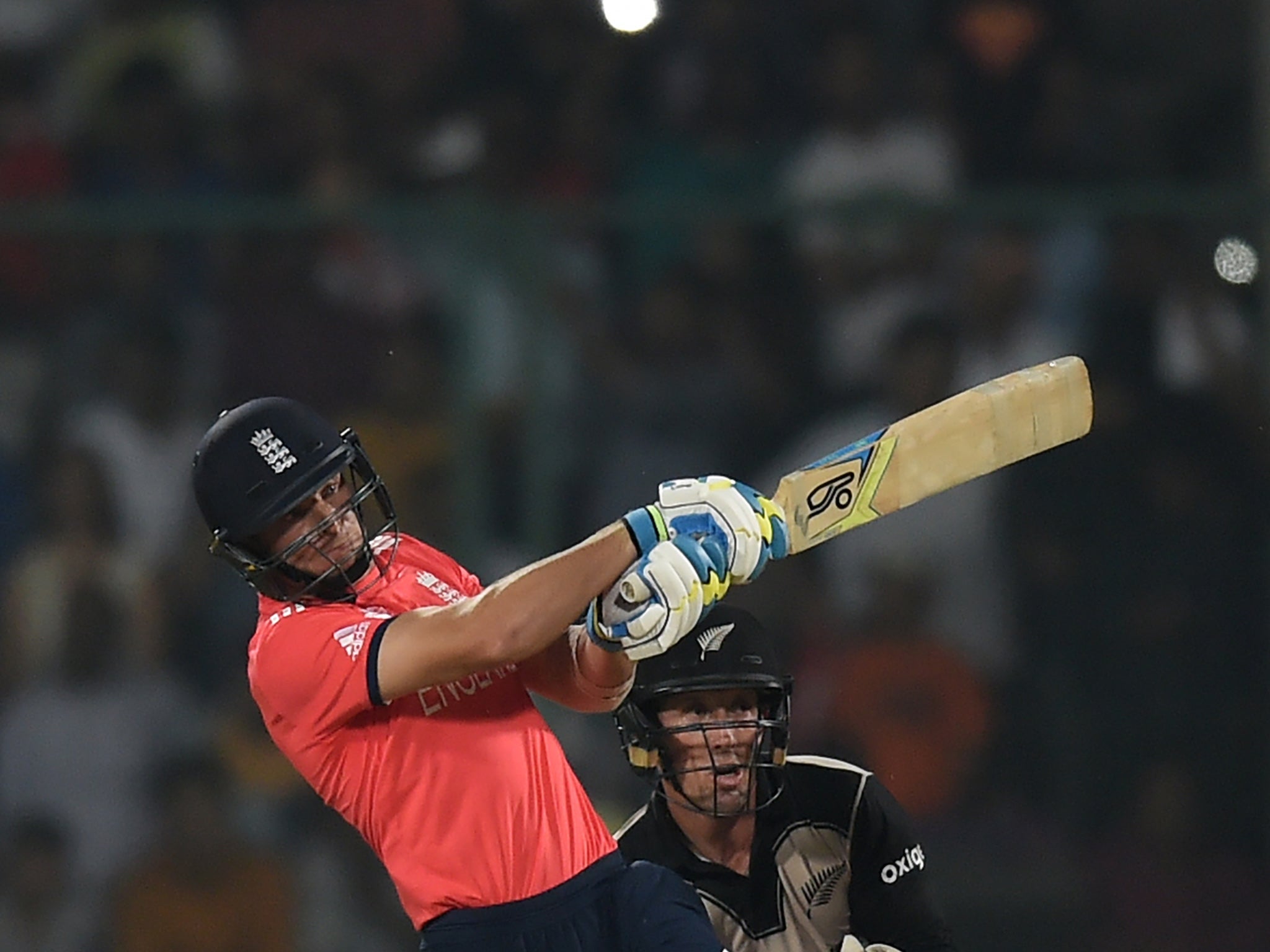 Joe Buttler hits one of his sixes against New Zealand