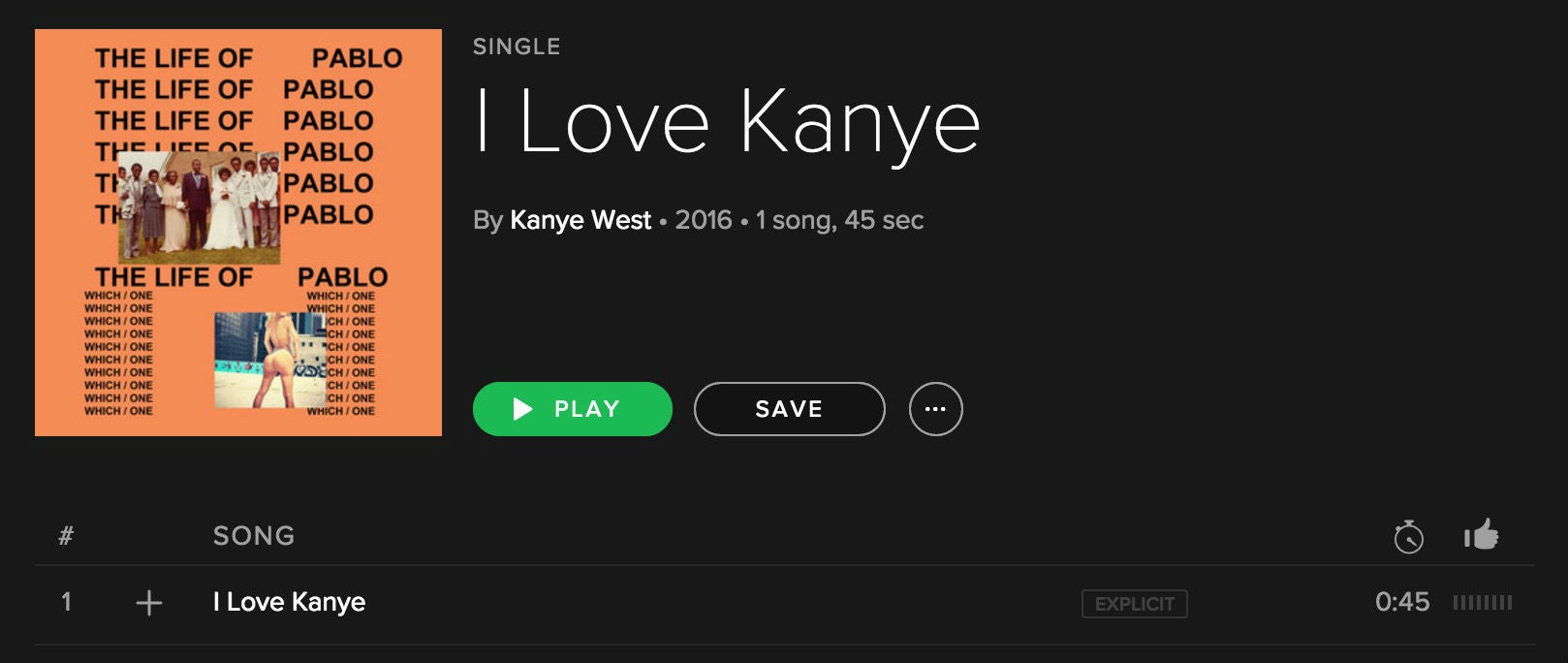 &#13;
New song 'I Love Kanye' was already streaming on Spotify &#13;