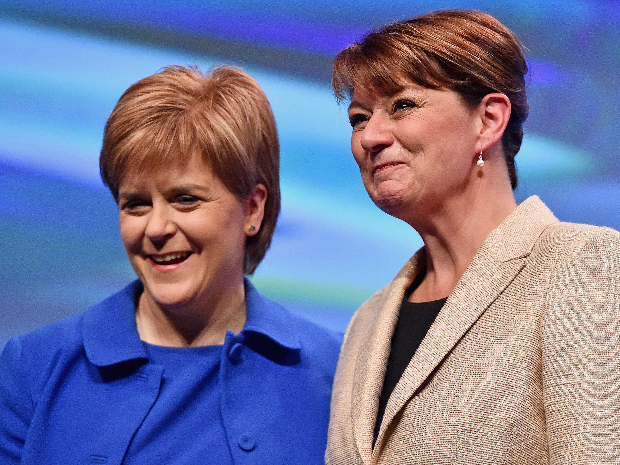 Scottish First Minister Nicola Sturgeon with Plaid Cymru's Leanne Wood