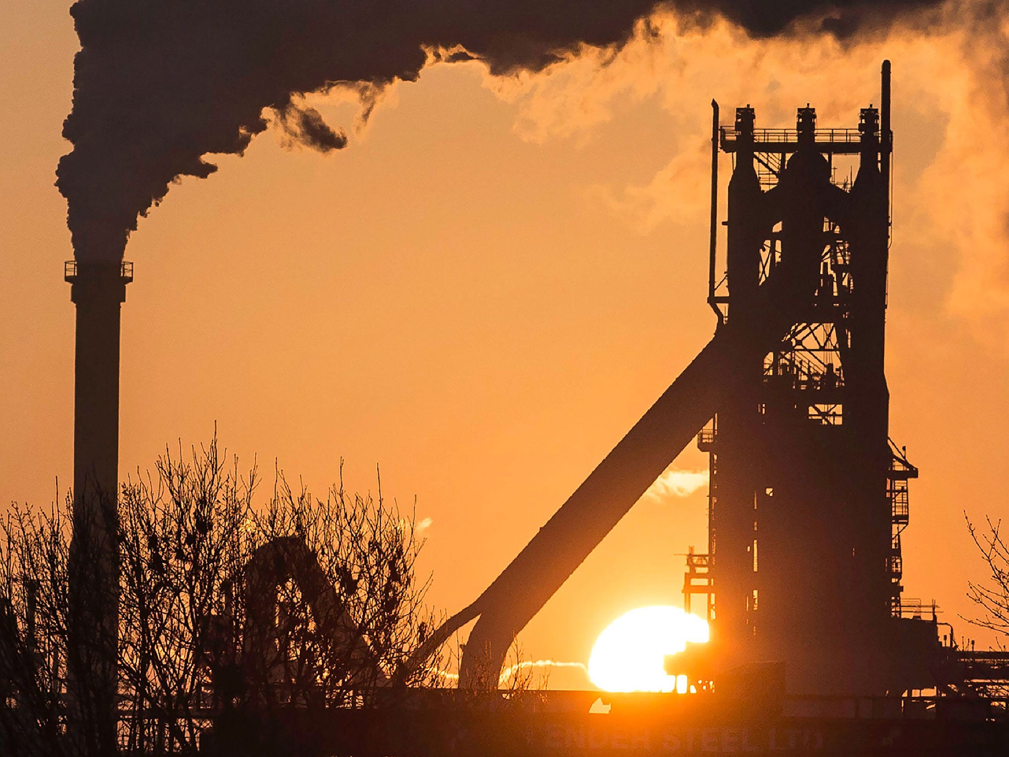 Steel plant at sunset.