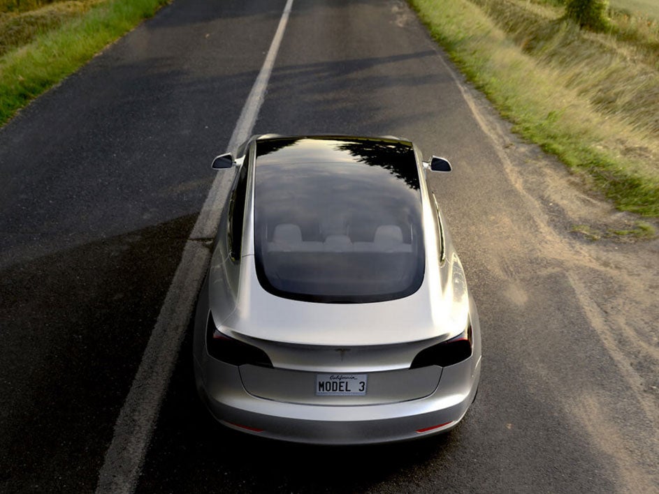 The Model 3's roof is one big piece of glass