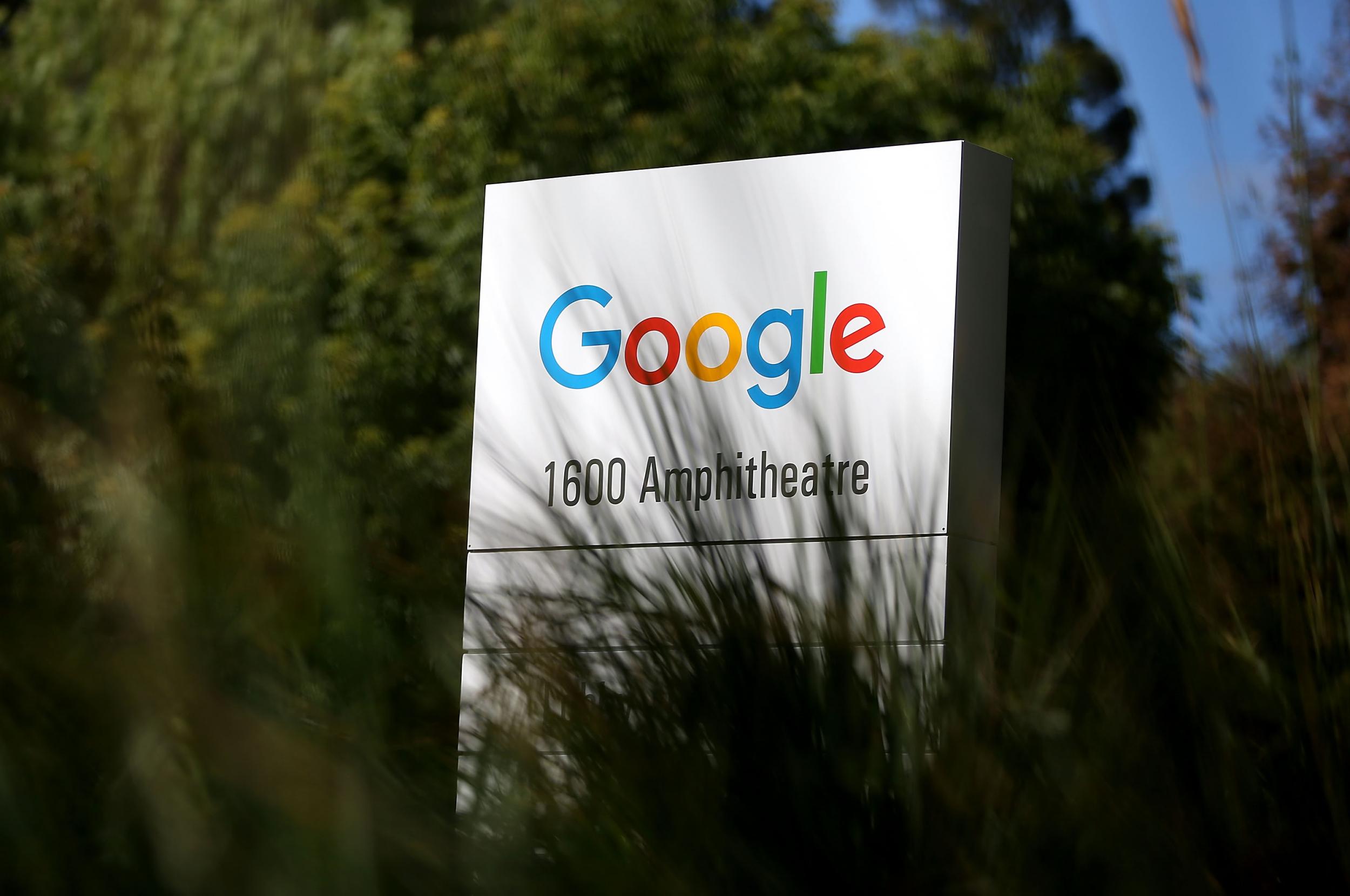 The Google logo outside the company's HQ in Mountain View, California