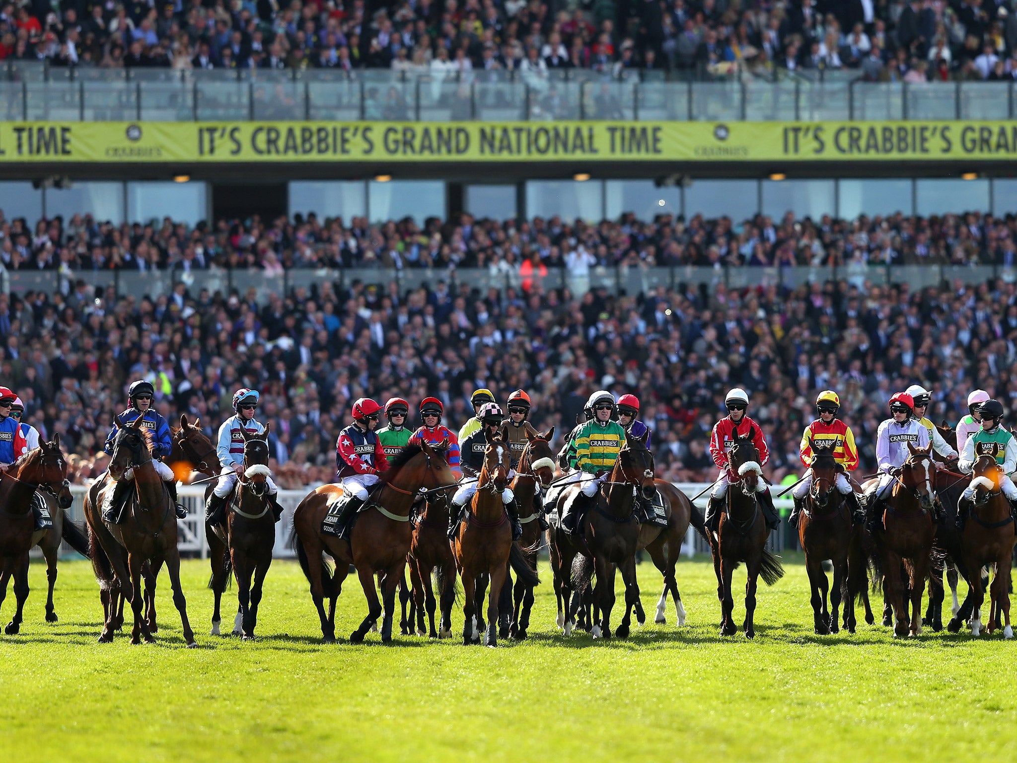 The Grand National sees 40 horses compete over four and a quarter mile around Aintree