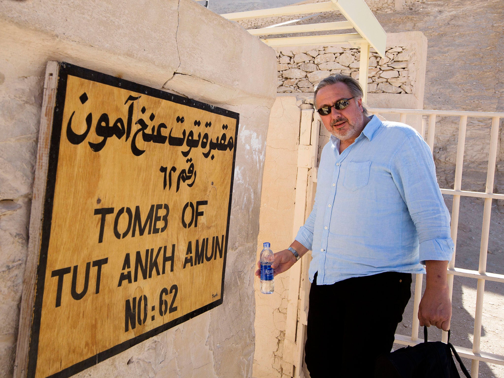 British Egyptologist Nicholas Reeves enters King Tutankhamun's tomb at the Valley of the Kings in Luxor, Egypt.