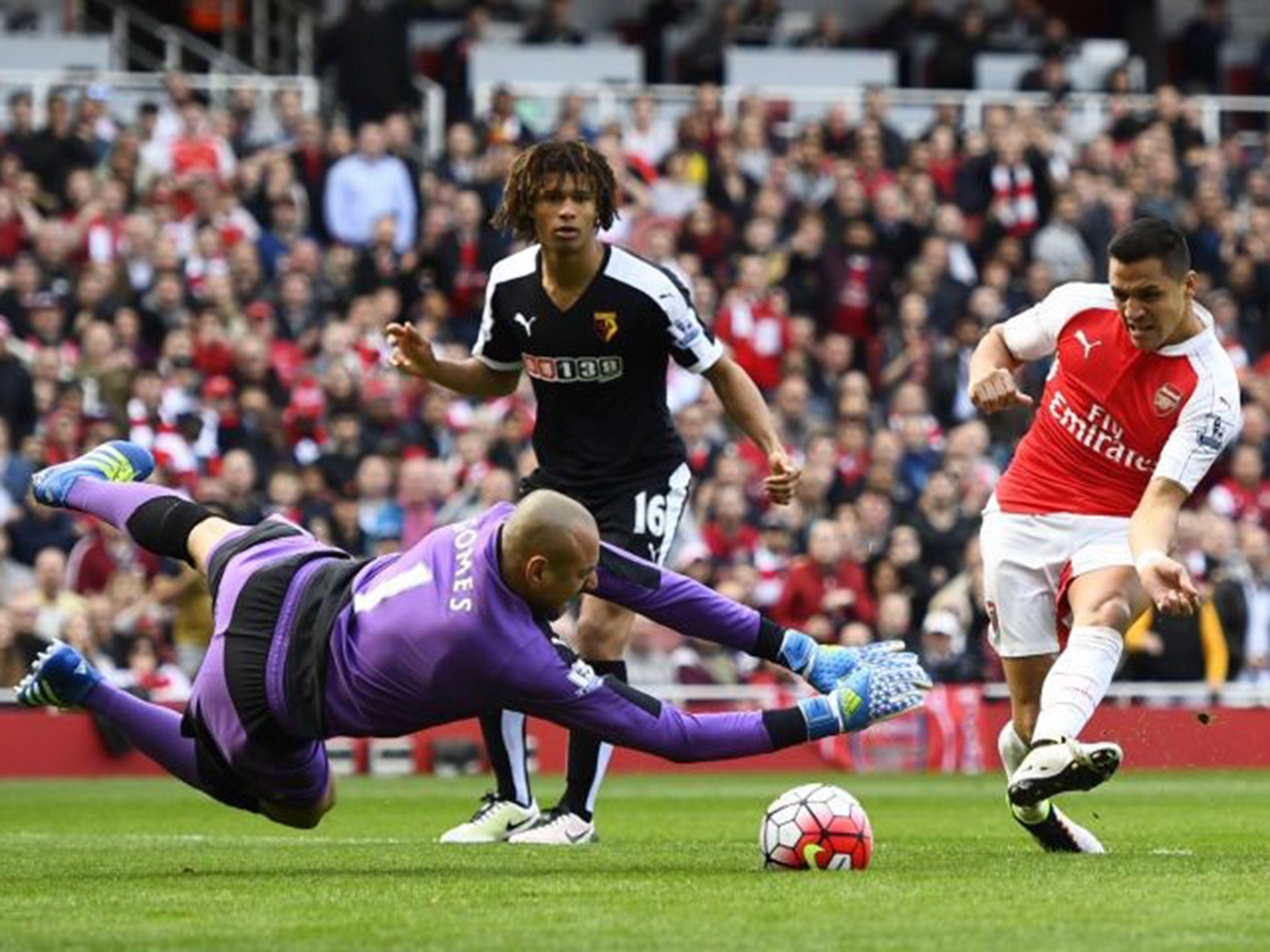 Alexis Sanchez opens the scoring for Arsenal against Watford