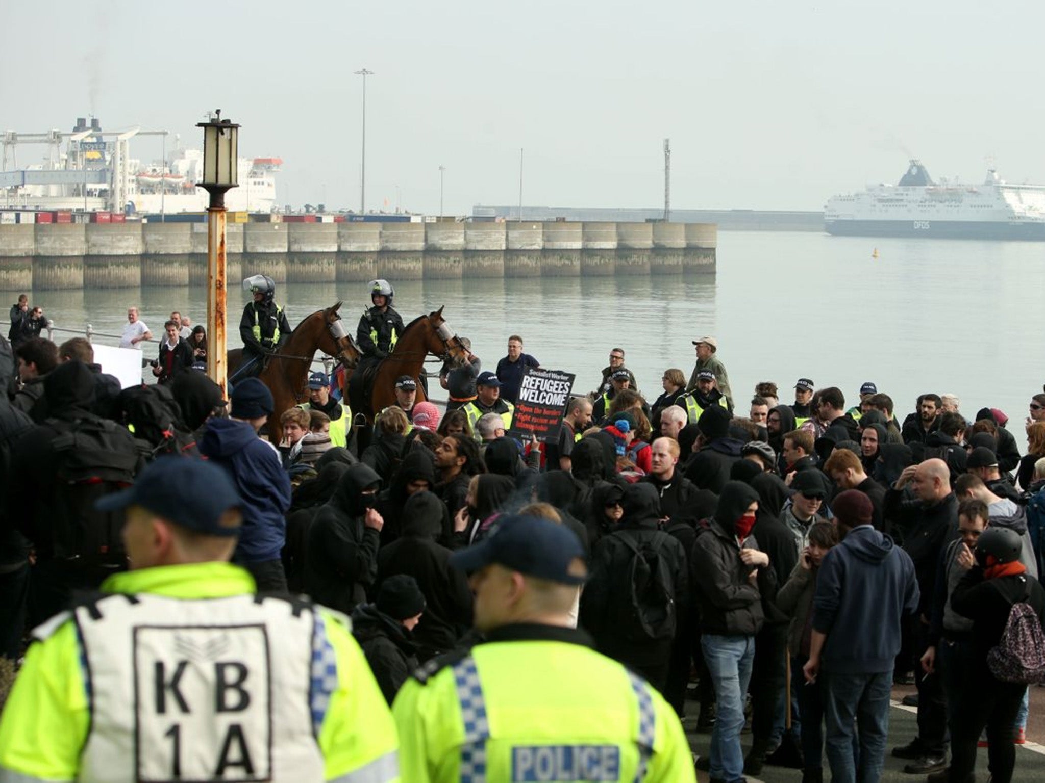 Eight people were arrested at the protest in Dover on Saturday