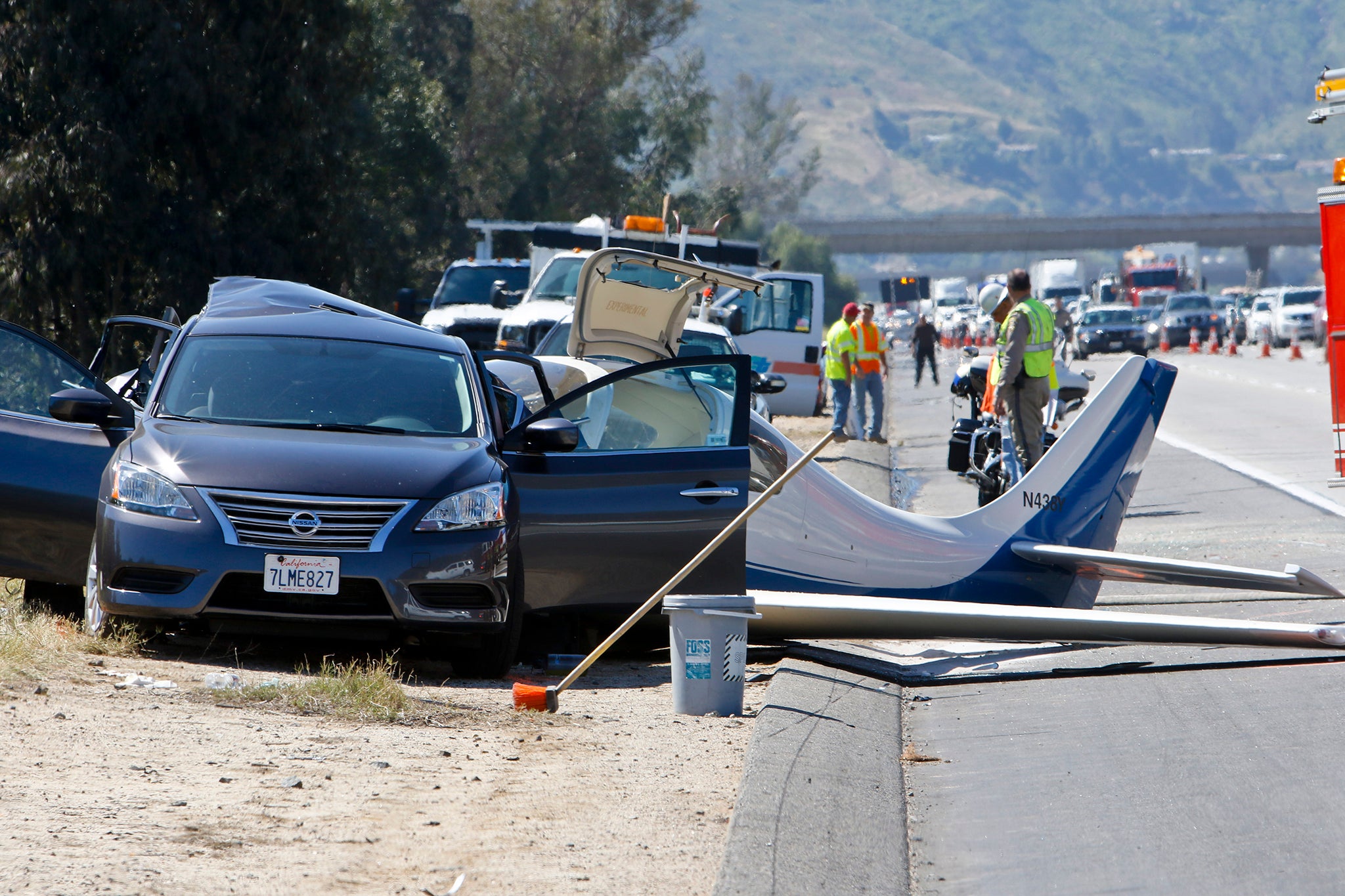 The stationary Nissan which the plane crashed into the back of, killing one passenger.