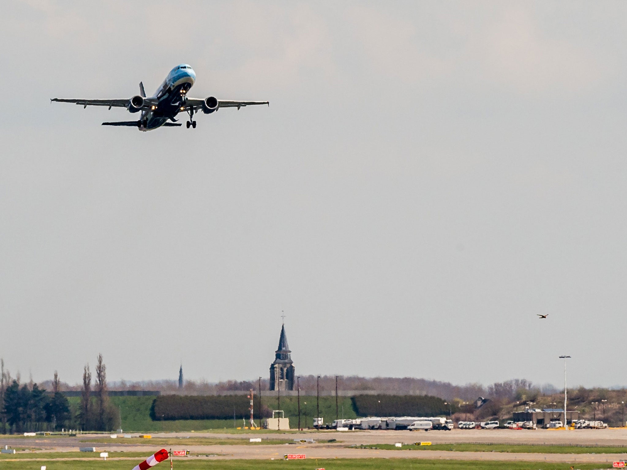 A Brussels Airlines plane takes off at Brussels Airport, in Zaventem, Belgium, Sunday, April 3, 2016