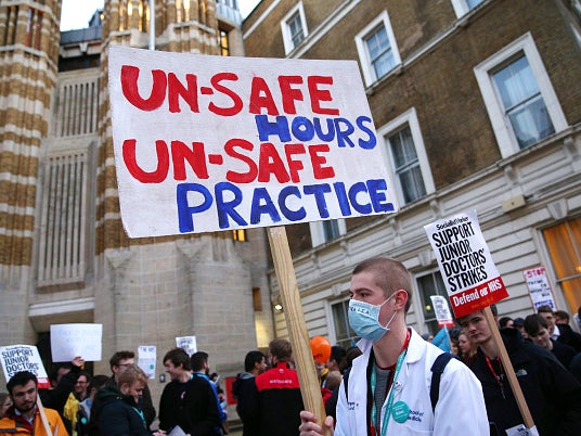 Junior Doctors protest outside the Department of Health