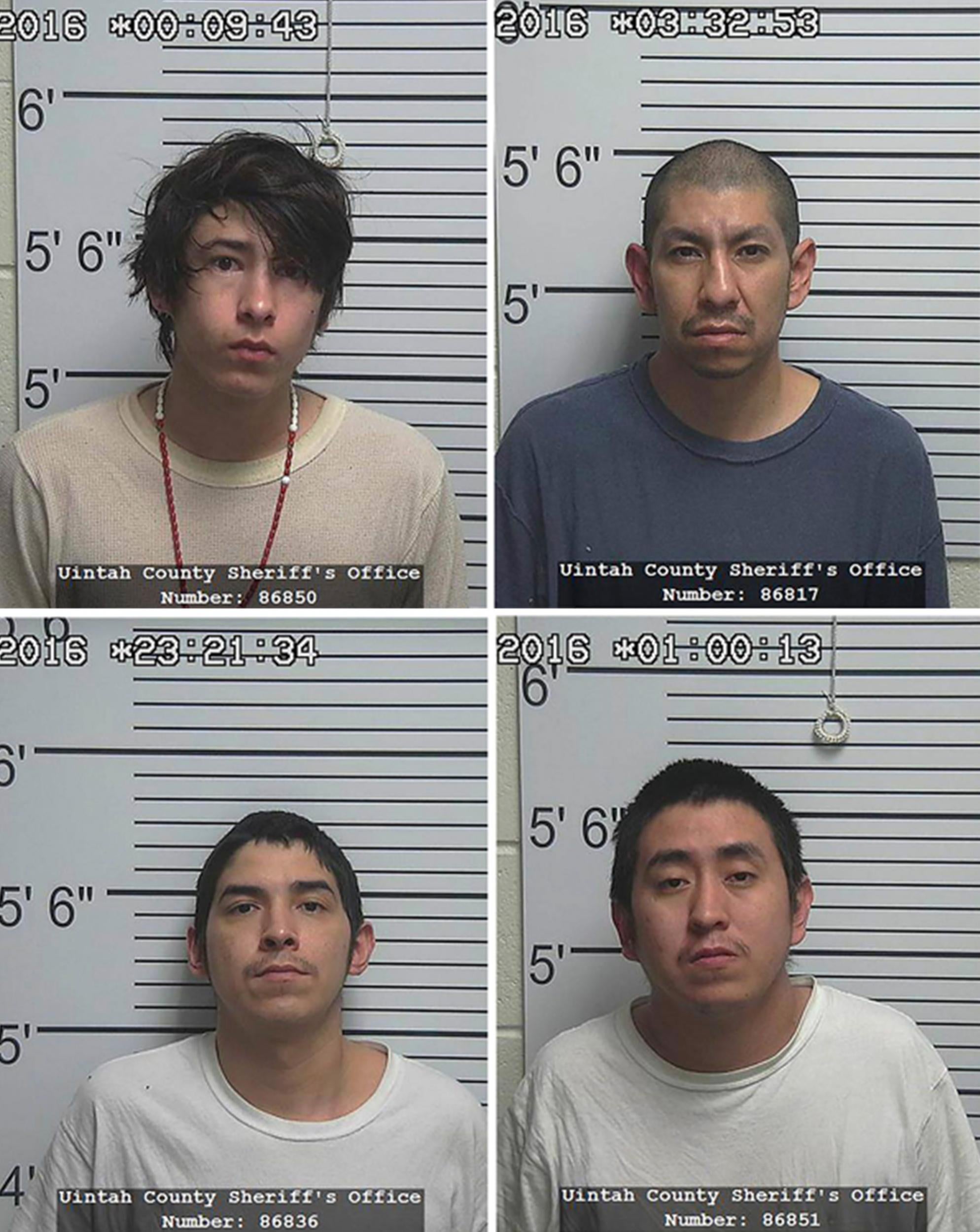 (Clockwise from top left) Josiah RonDeau, 20, Larson RonDeau, 36, Jerry Flatlip, 29, and Randall Flatlip, 26 (Uintah County Sheriffs Department/Reuters)