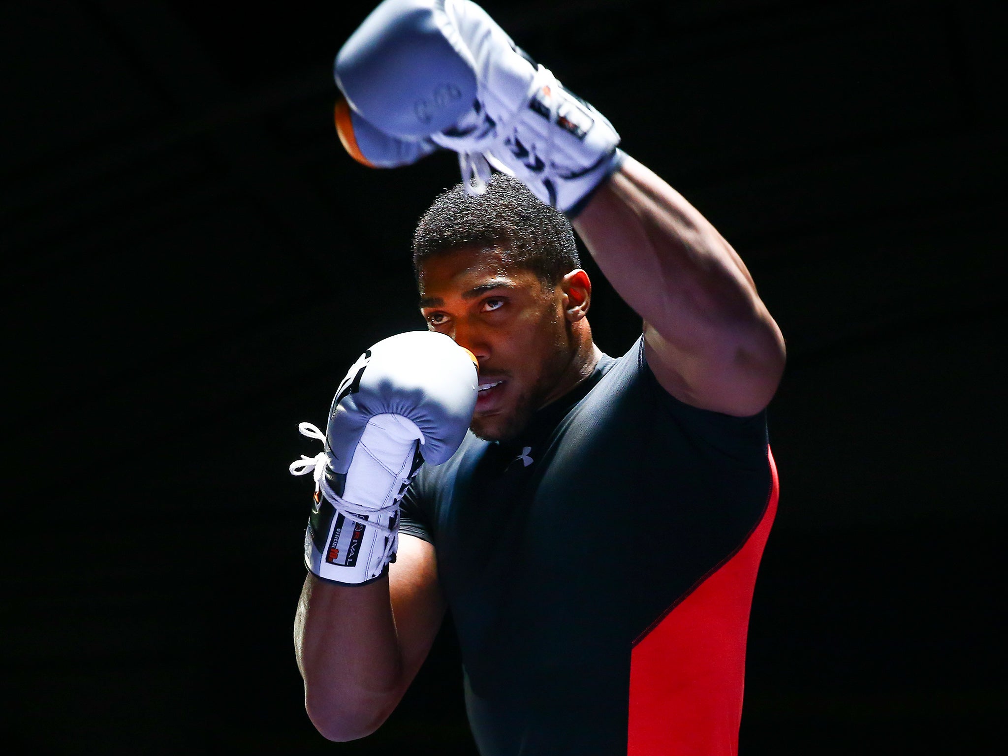 Anthony Joshua during his open work-out this week (Getty)