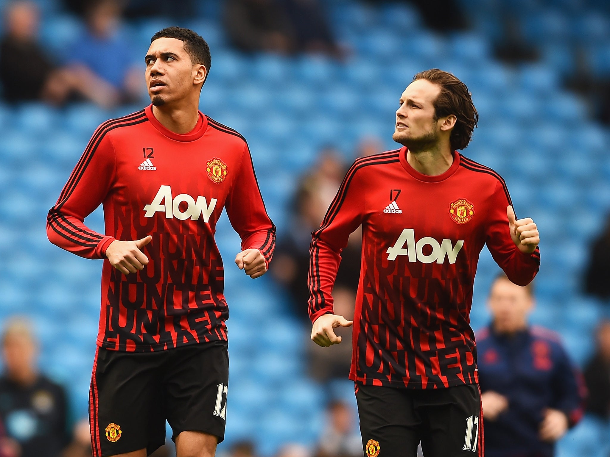 Chris Smalling and Daley Blind before kick-off