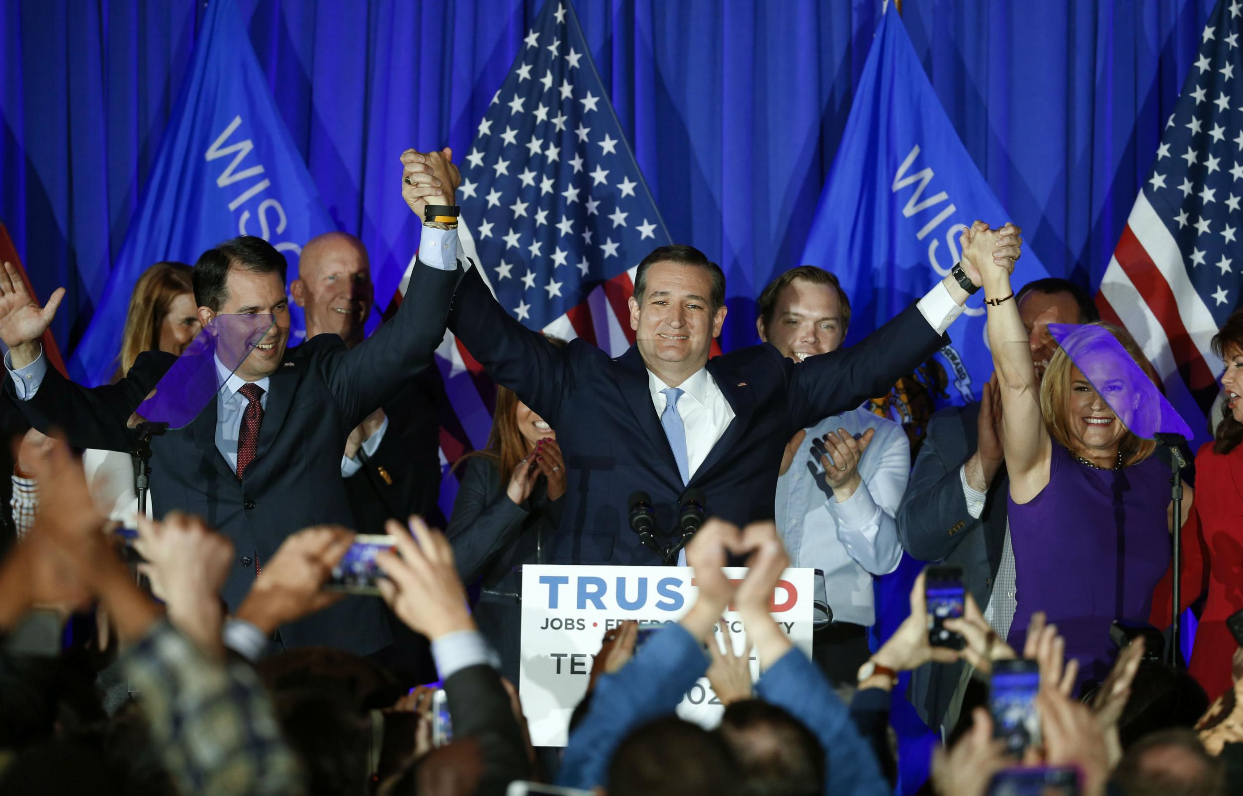 Mr Cruz delivered a victory speech on Tuesday night in Wisconsin