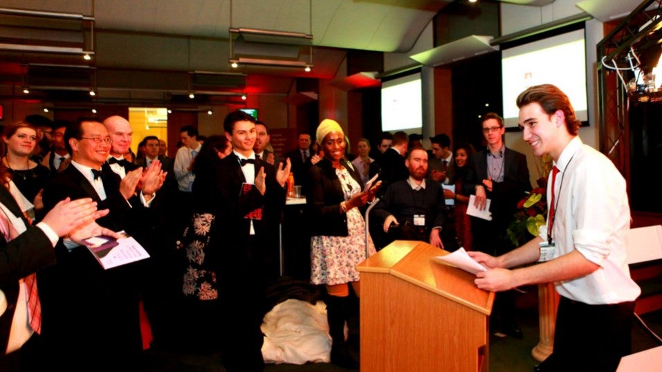 Goodwin, pictured right, at the launch of the global charity for young people