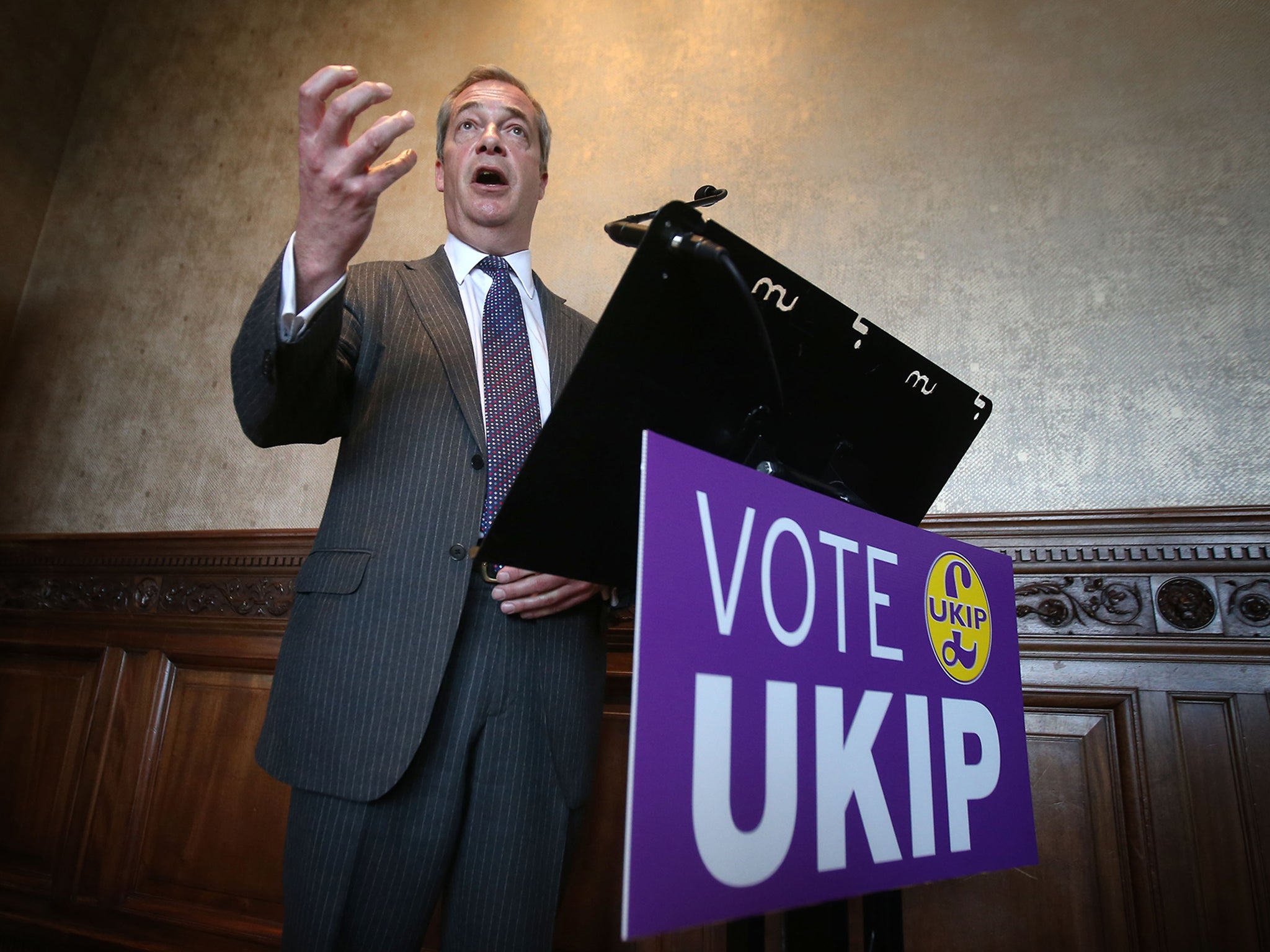 Ukip leader Nigel Farage at the B&B club in Edinburgh where he launched Ukip's Scottish Parliament election manifesto