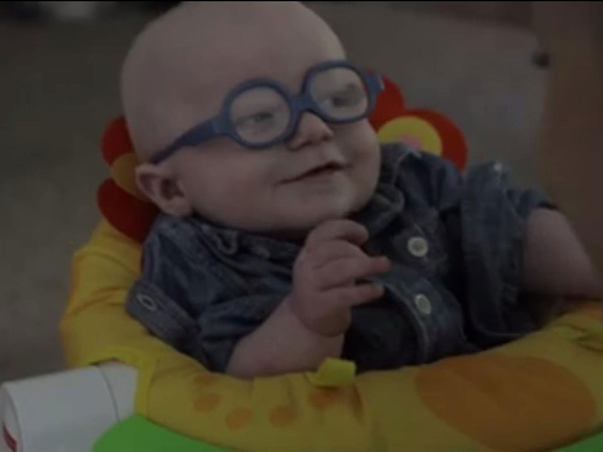 Leopold Wilbur Reppond was filmed smiling and giggling as he saw his mother properly for the first time