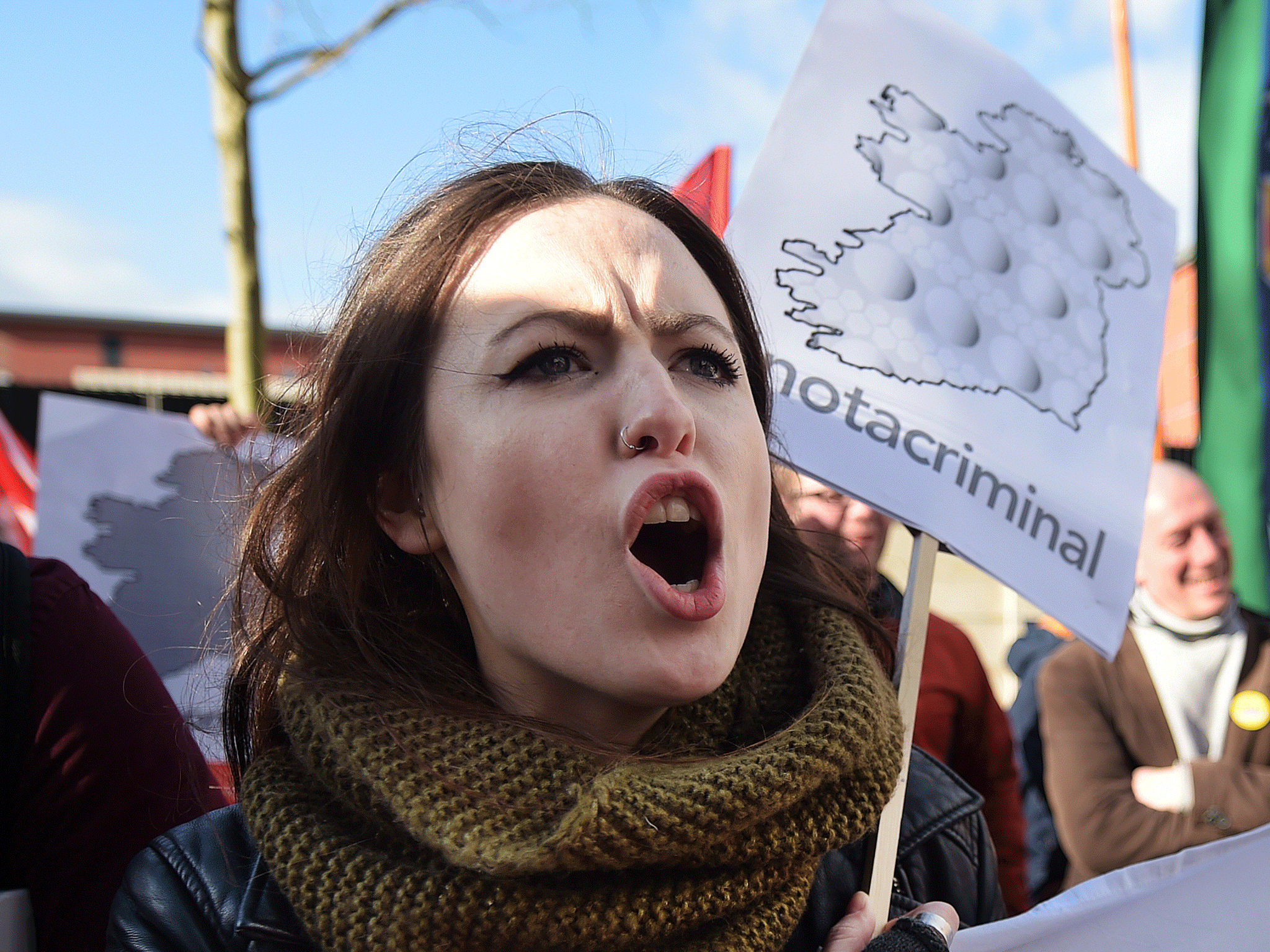 Hundreds of protesters gathered outside the Public Prosecution Service in Belfast to argue that the prosecutions do not meet the 'public interest' threshold