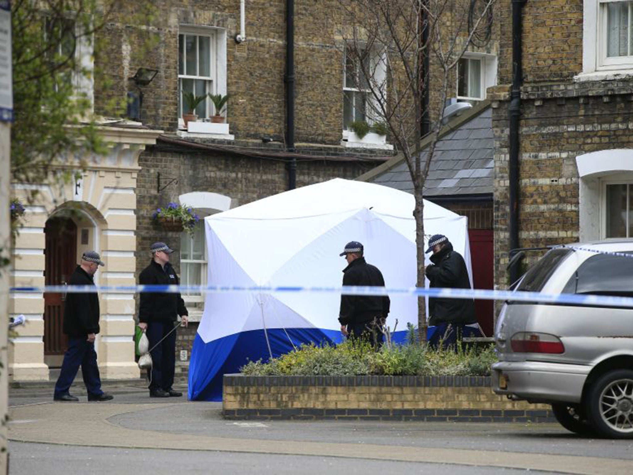 &#13;
The crime scene near the Tate Modern on London's Southbank &#13;