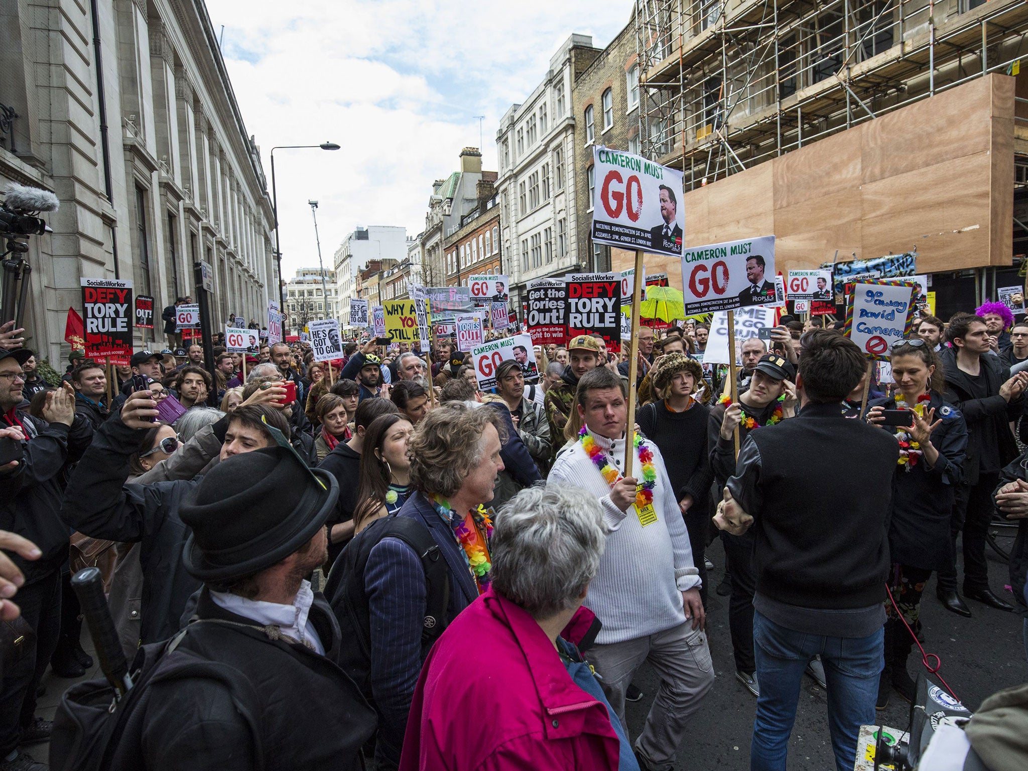 Protesters at the 'David Cameron: close tax loopholes or resign!' demonstration