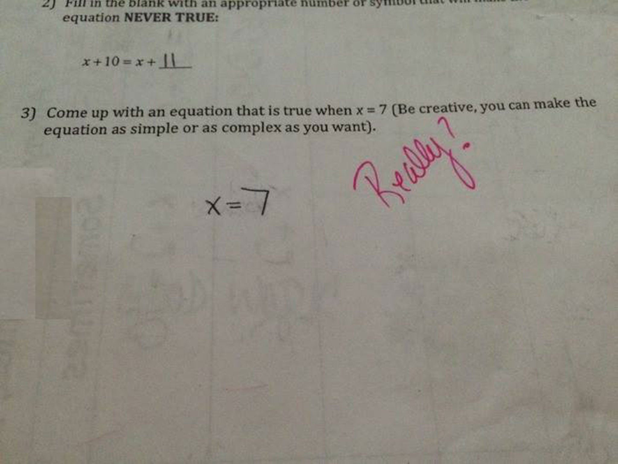 Arguably the teacher brought it on themselves by telling students 'you can make the equation as simple or as complex as you want'