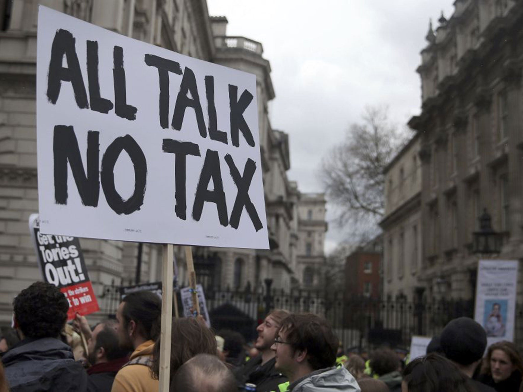 Demonstrators called for the PM's resignation outside Downing Street on Saturday