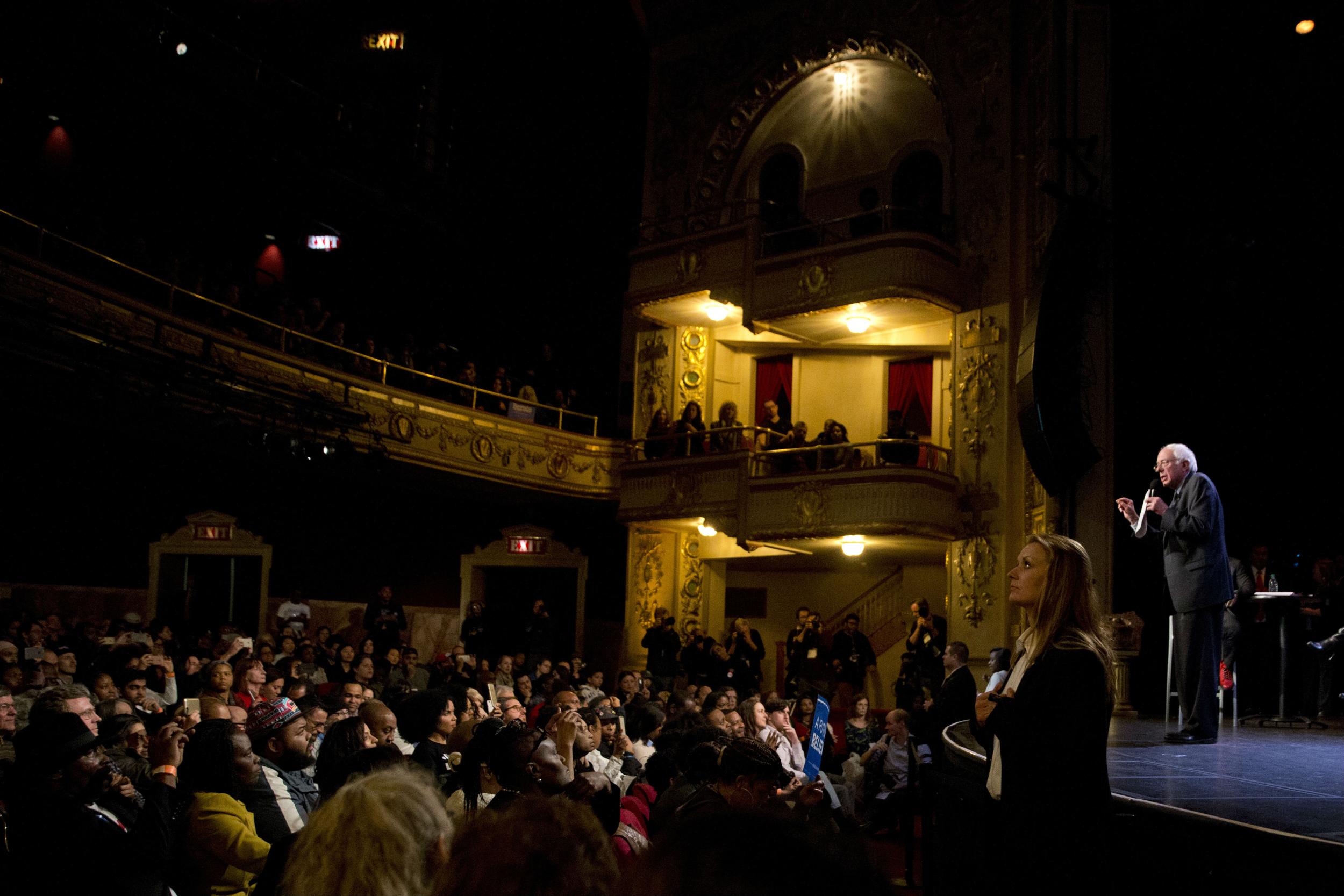 Mr Sanders held a so-called community conversation at the theatre