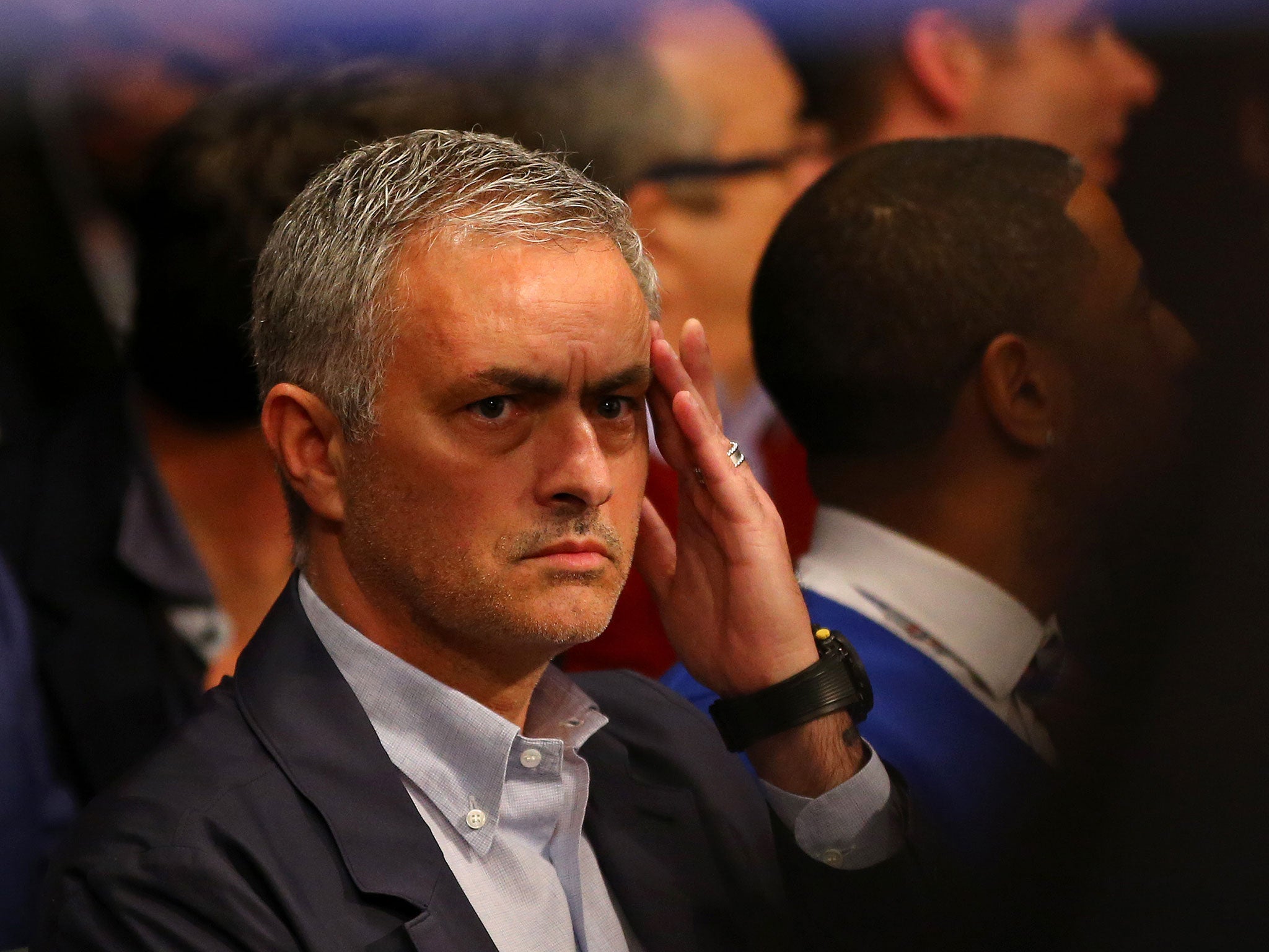 Jose Mourinho watches the Anthony Joshua fight last weekend