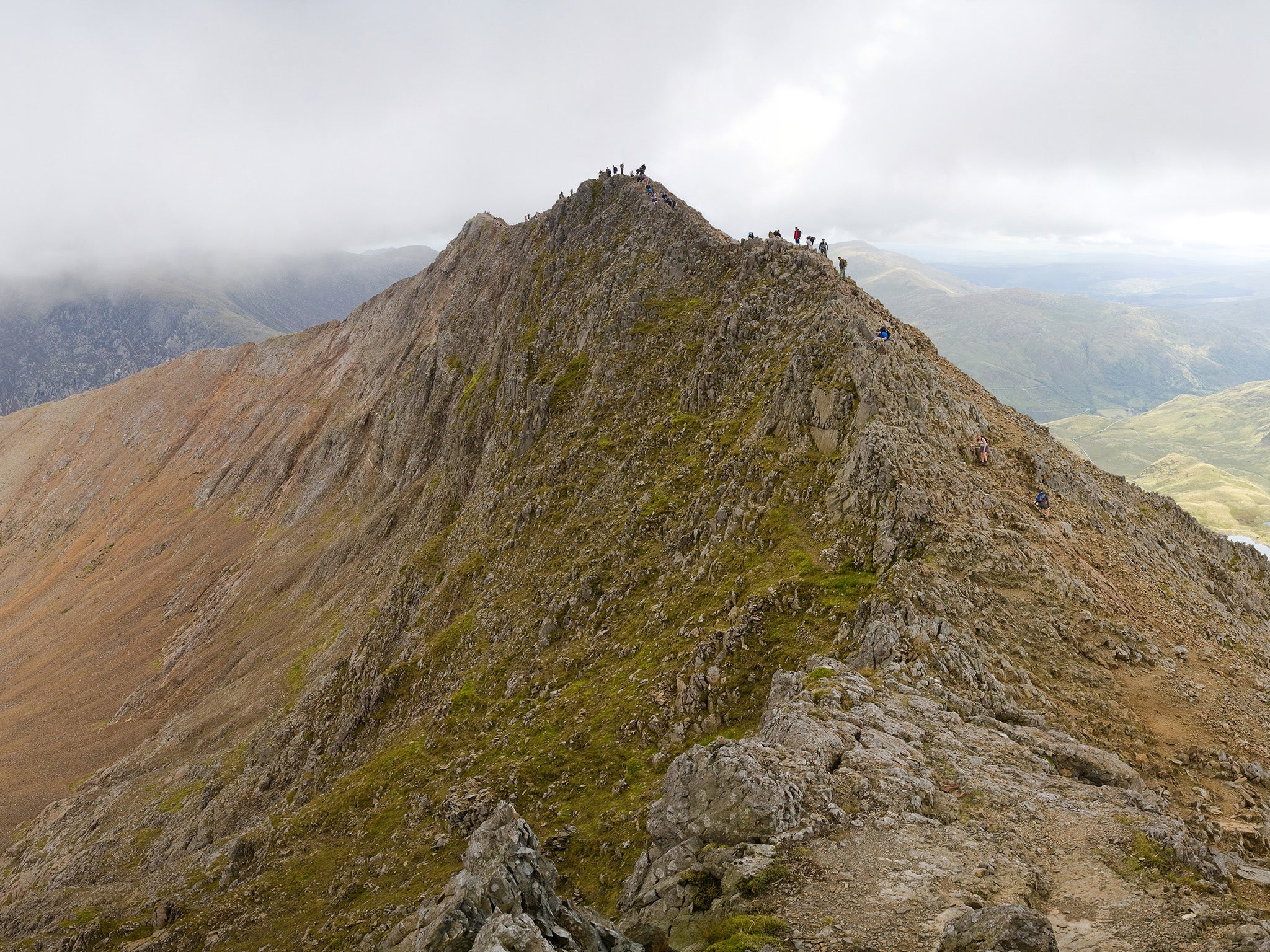 Crib Goch means "red ridge" in Welsh and is 3,000ft above sea level