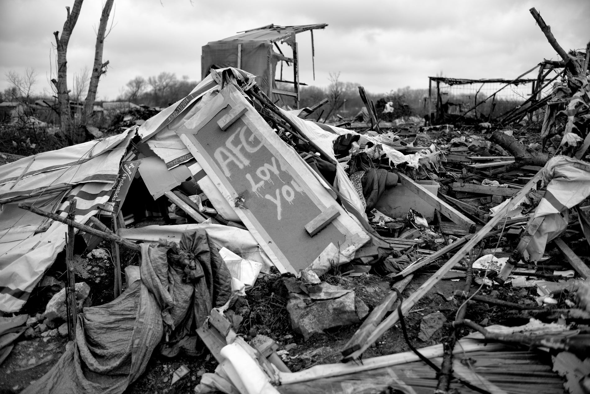 The wreckage of the south side of the Calais camp (Photo: Alan Schaller)