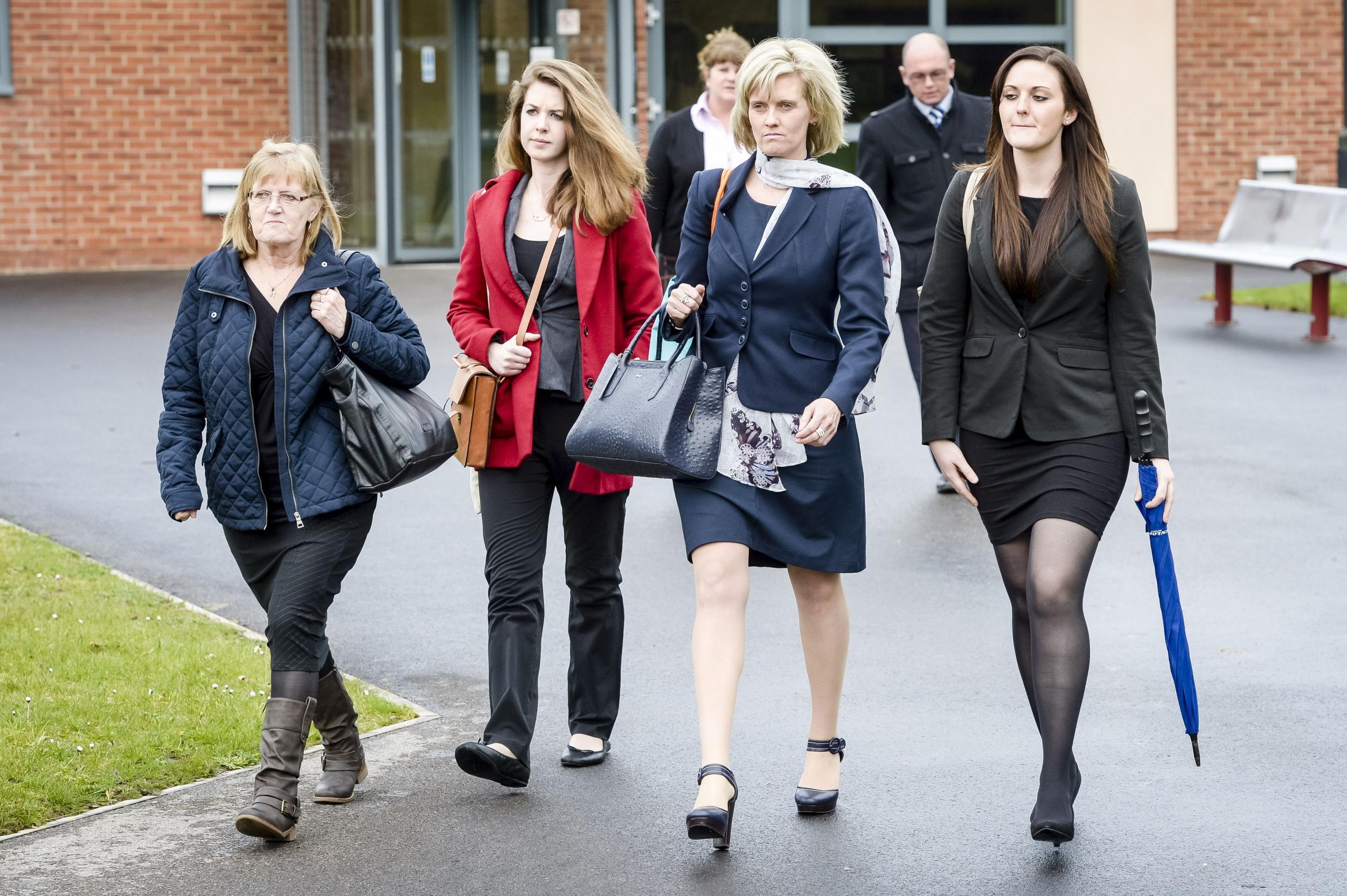 Family and friends of Corporal Ellement leave the court including her sister, Khristina Swain