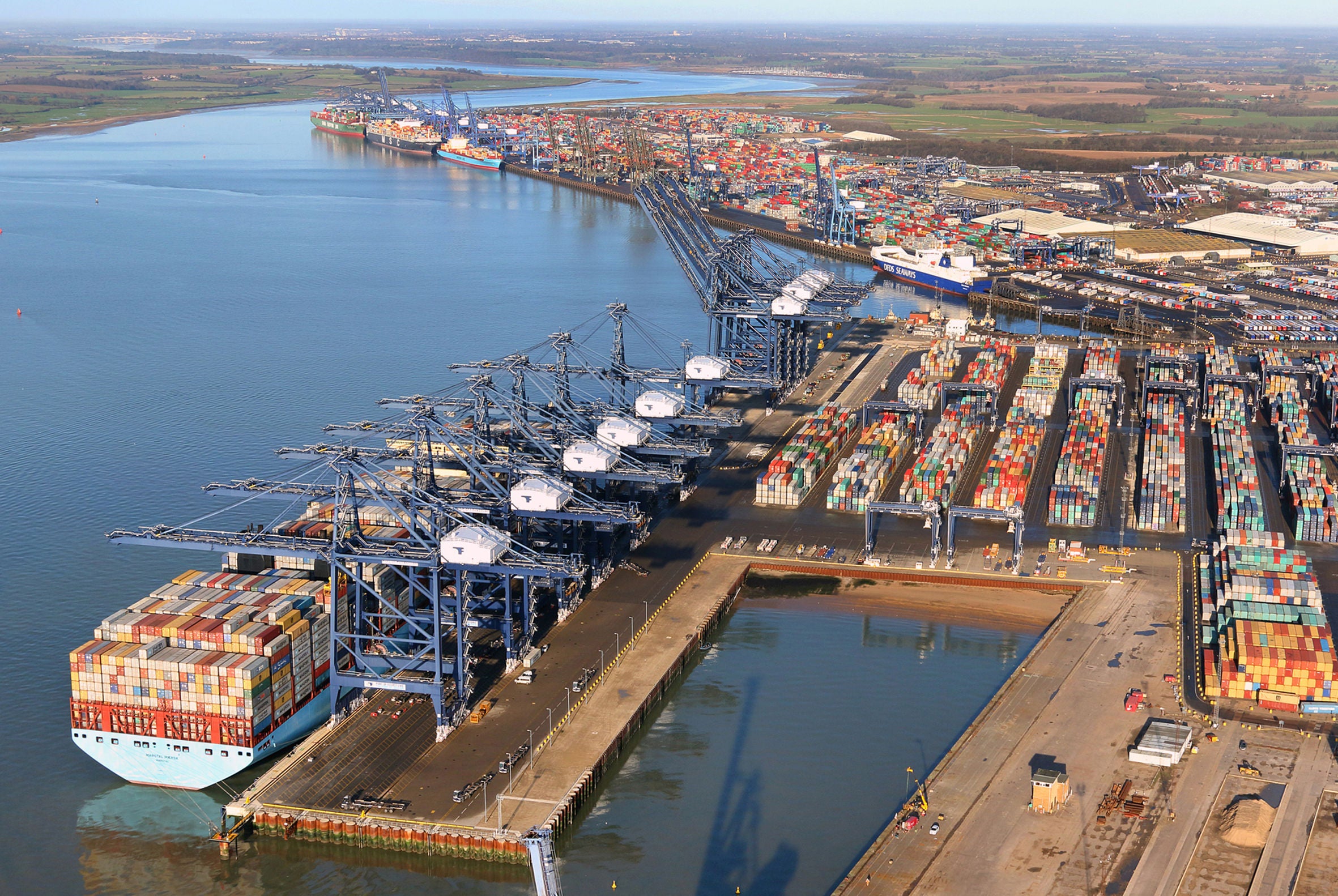 Mr Page's aerial photograph of the port of Felixstowe in Suffolk