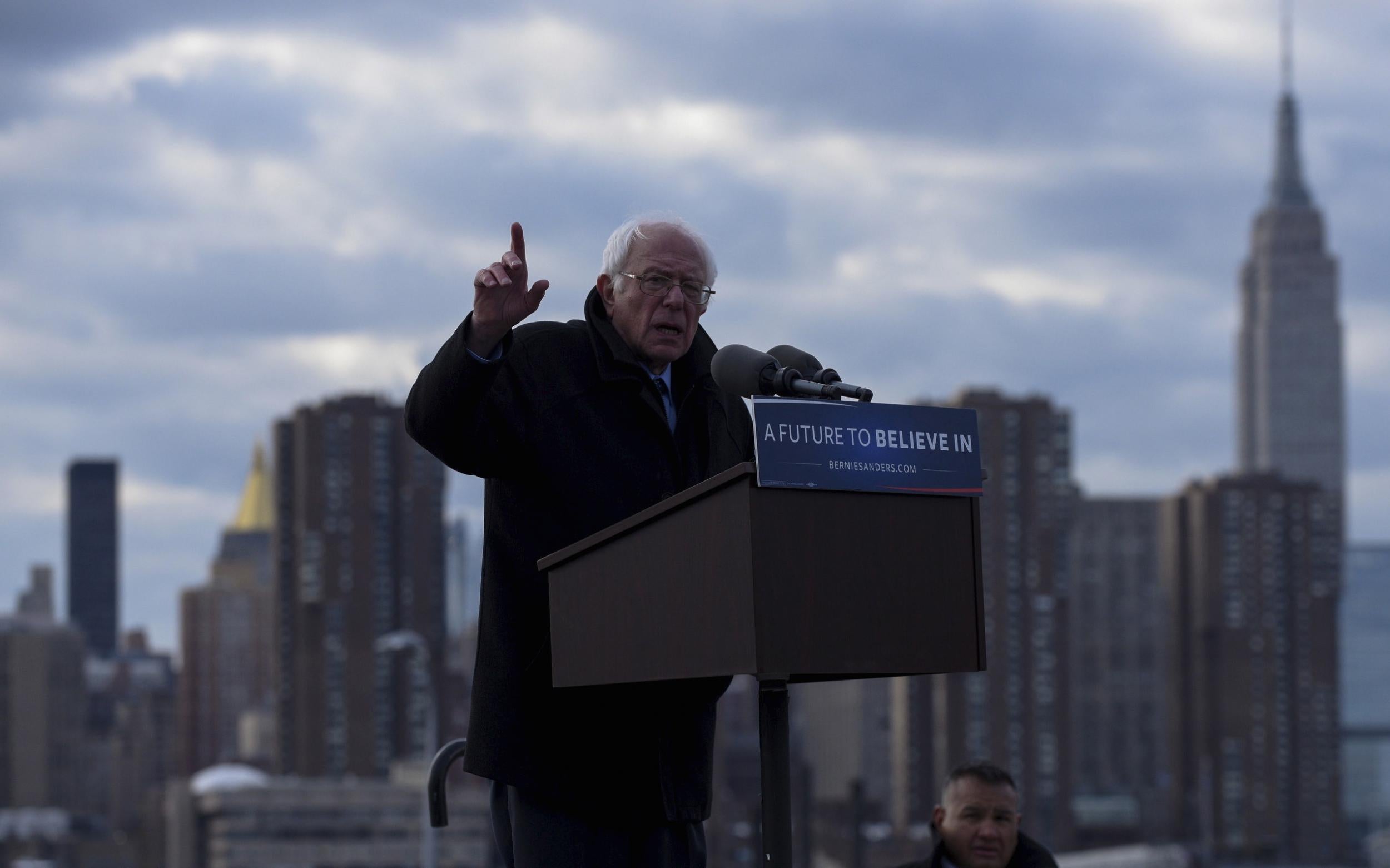 Bernie campaigns in Greenpoint, Brooklyn.