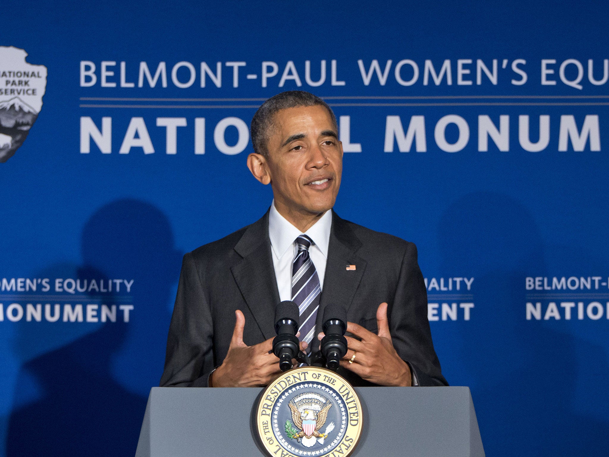 President Barack Obama speaks on National Equal Pay Day on 12 April 2016