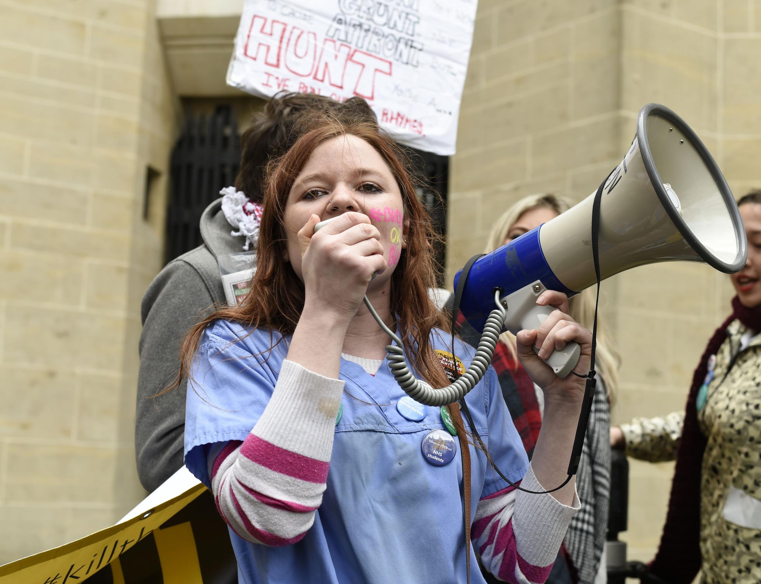 Junior doctors with supporters during an earlier strike outside the Department of Health