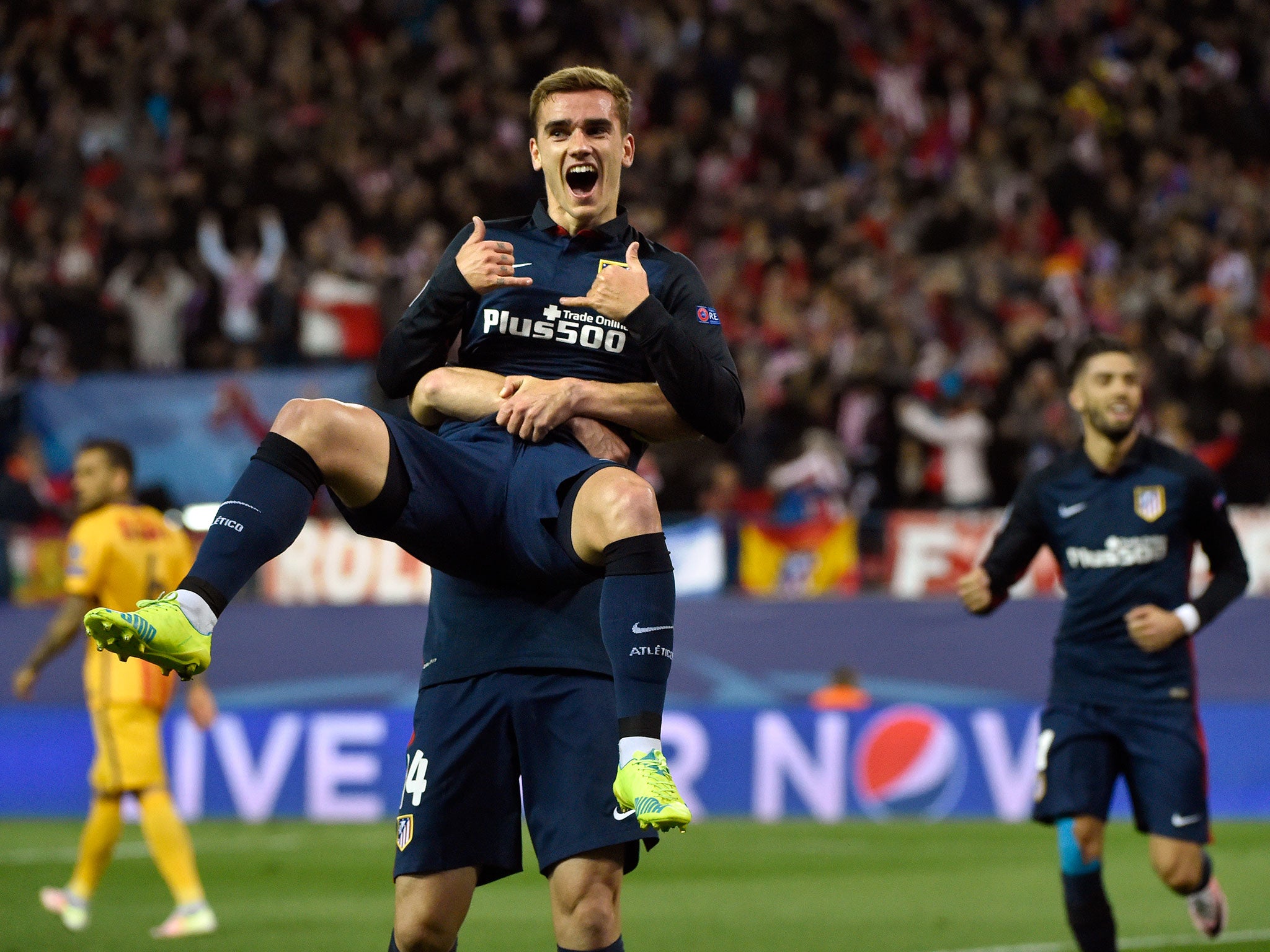 Antoine Griezmann celebrates his first goal