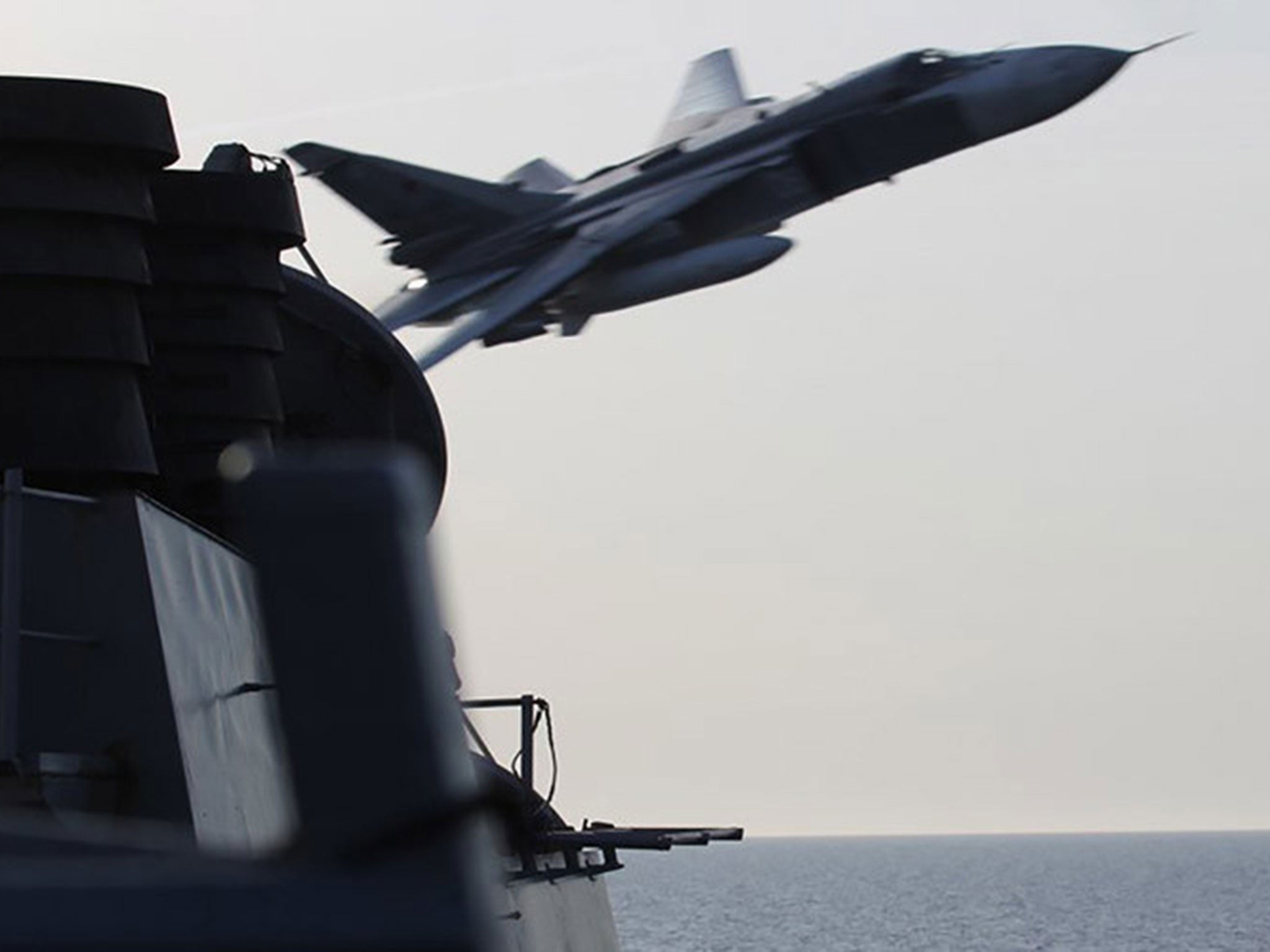 Two Russian Su-24s buzzed past the destroyer in the Baltic (file photo)