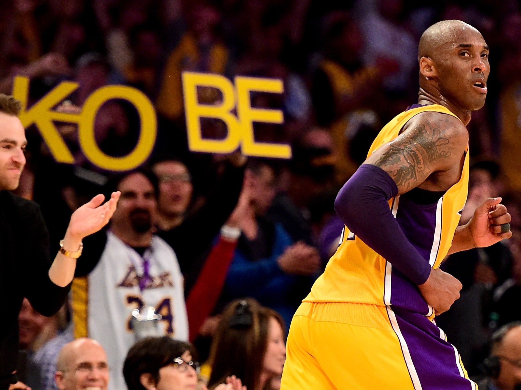 Kobe Bryant in action during his final NBA match against the Utah Jazz