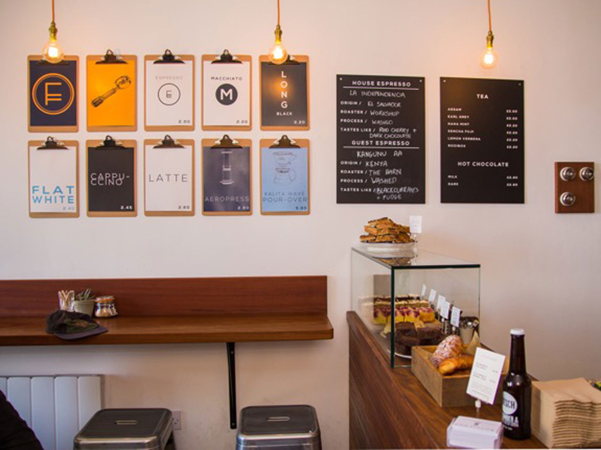 Different types of coffee are celebrated on the wall of Fortitude coffee in Edinburgh (Fortitude )