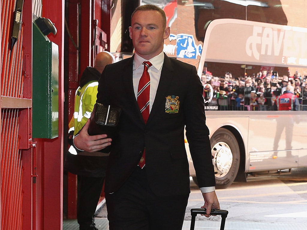 Wayne Rooney arrives at Old Trafford ahead of the match with Aston Villa