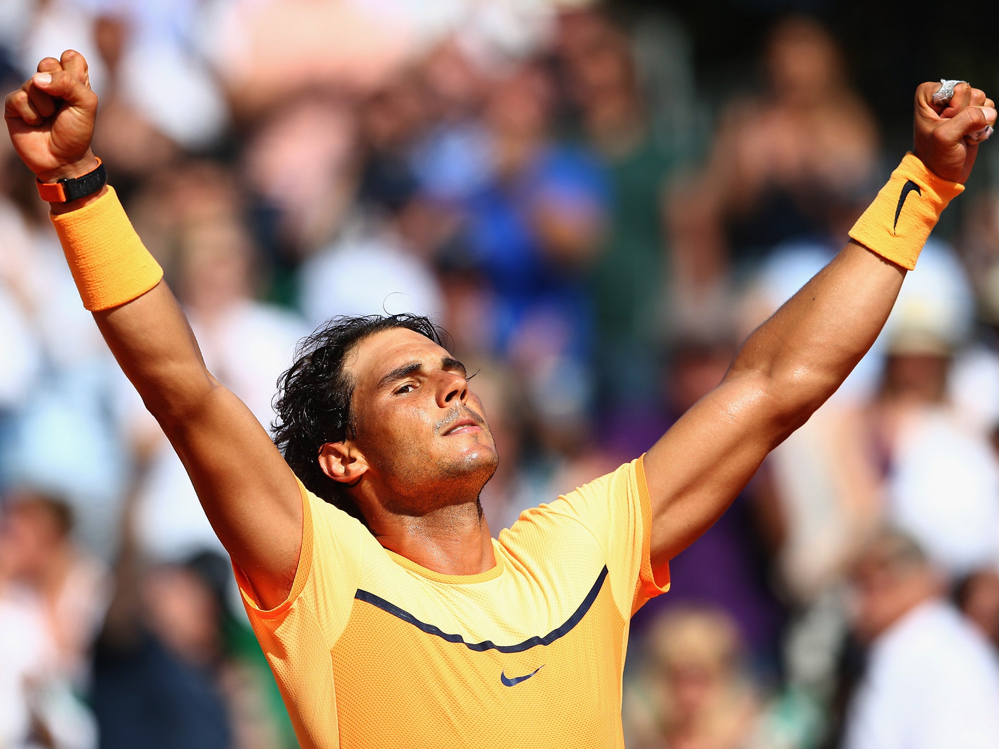 Rafael Nadal celebrates his victory over Andy Murray at the Monte Carlo Masters