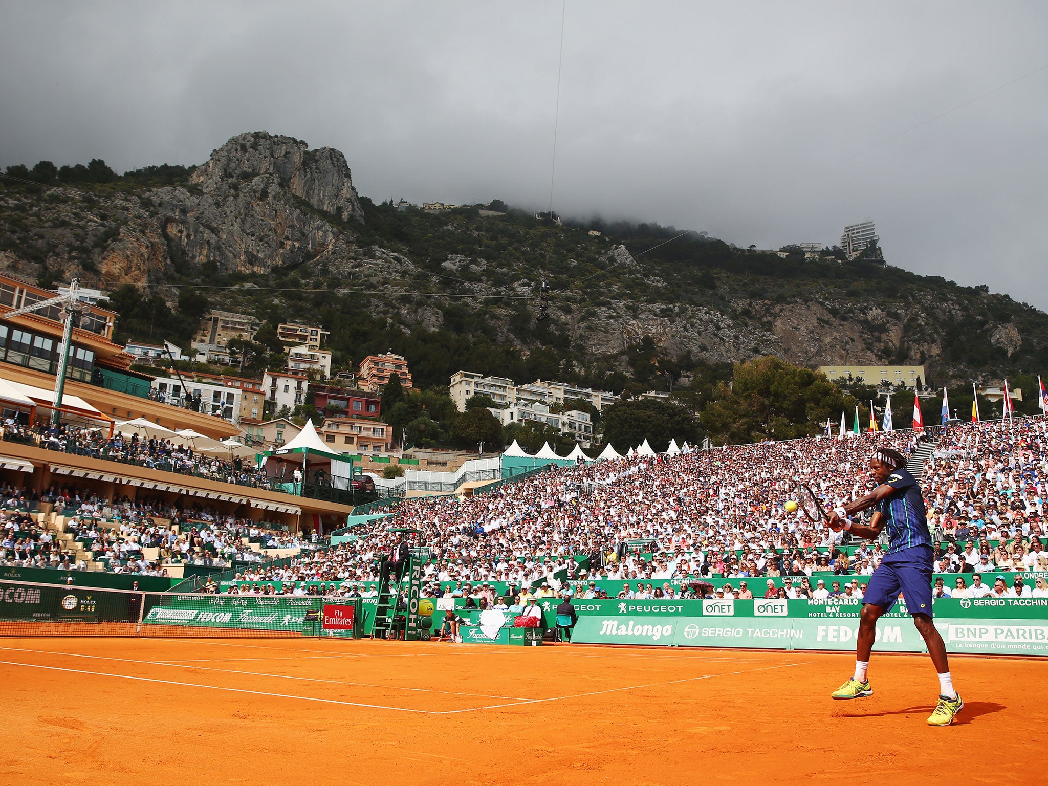 Gael Monfils in action in the Monte Carlo Masters final