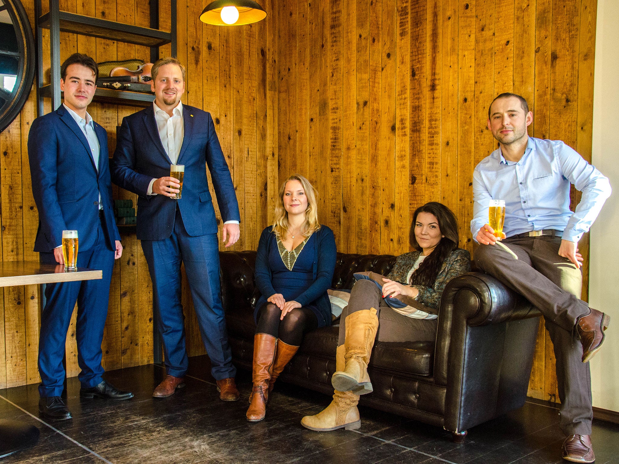 Members of Liberland's government, from left to right, Minister of Interior Ondřej Příhonský, President Vít Jedlička, his girlfriend (referred to only as 'the first lady'), Minister of Foreign Affairs Monika Chlumská and Minister of Finance Jan Purkrábek